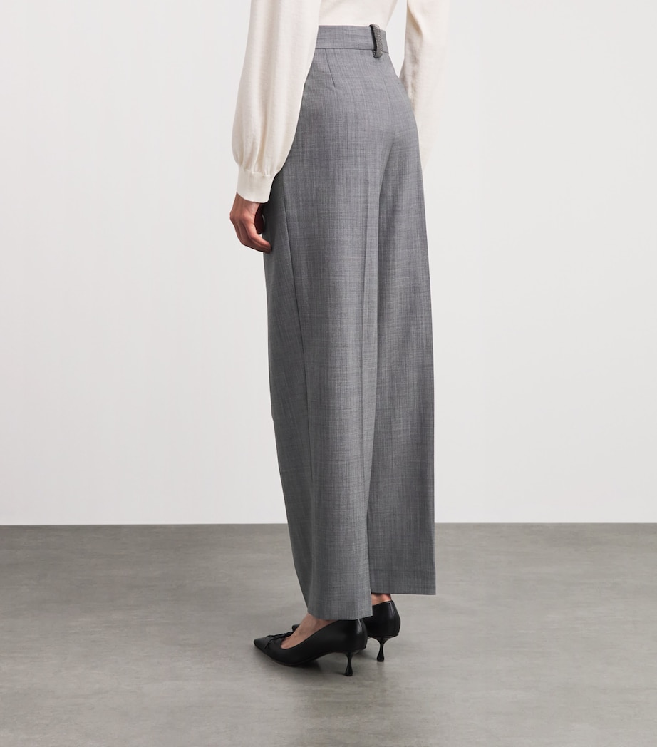Fabiana Filippi Womens Wool-Blend Pleated Chinos Roccia Melange Image 5