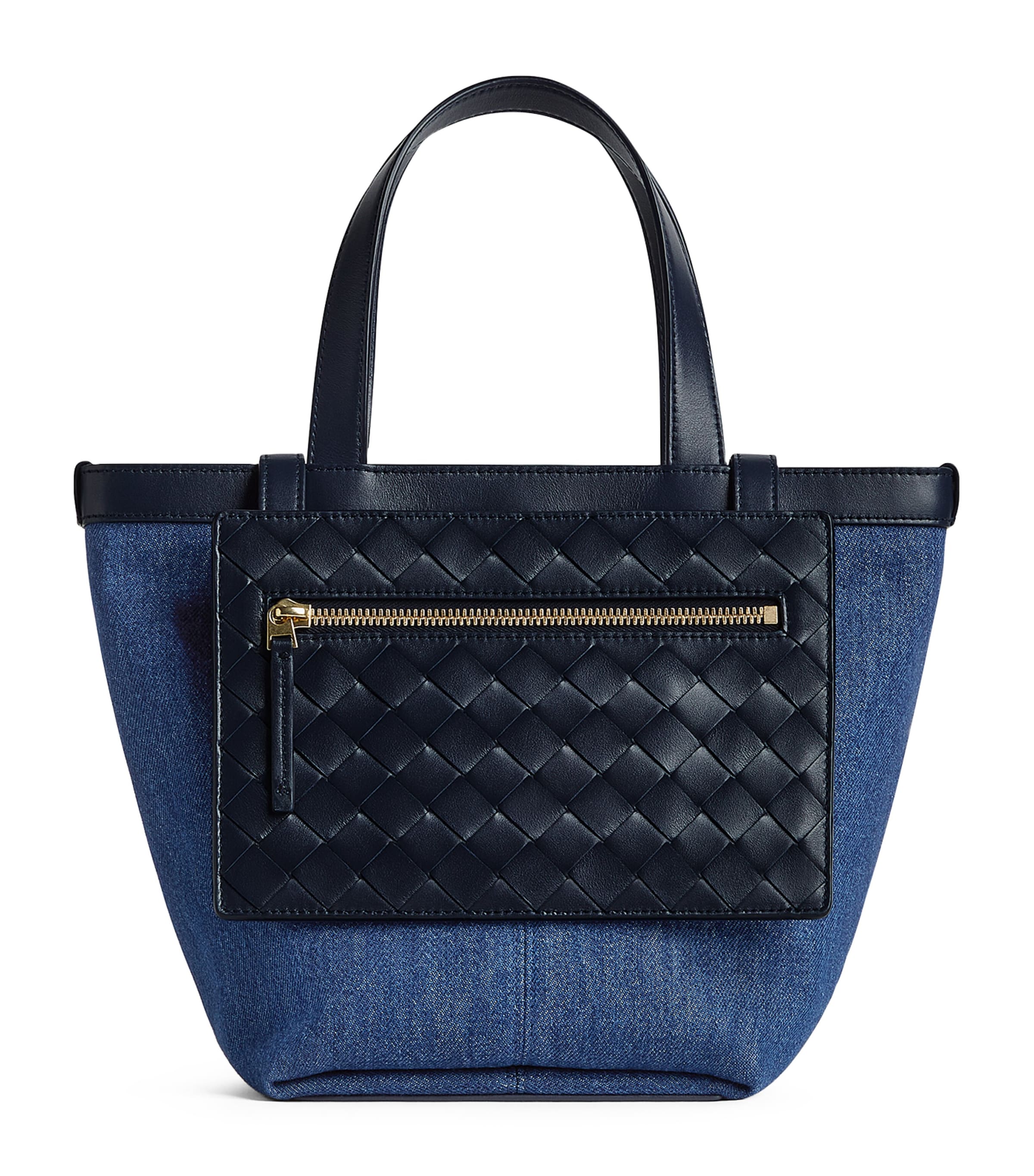 Bottega Veneta Denim-leather Flip Flap Tote Bag In Blue