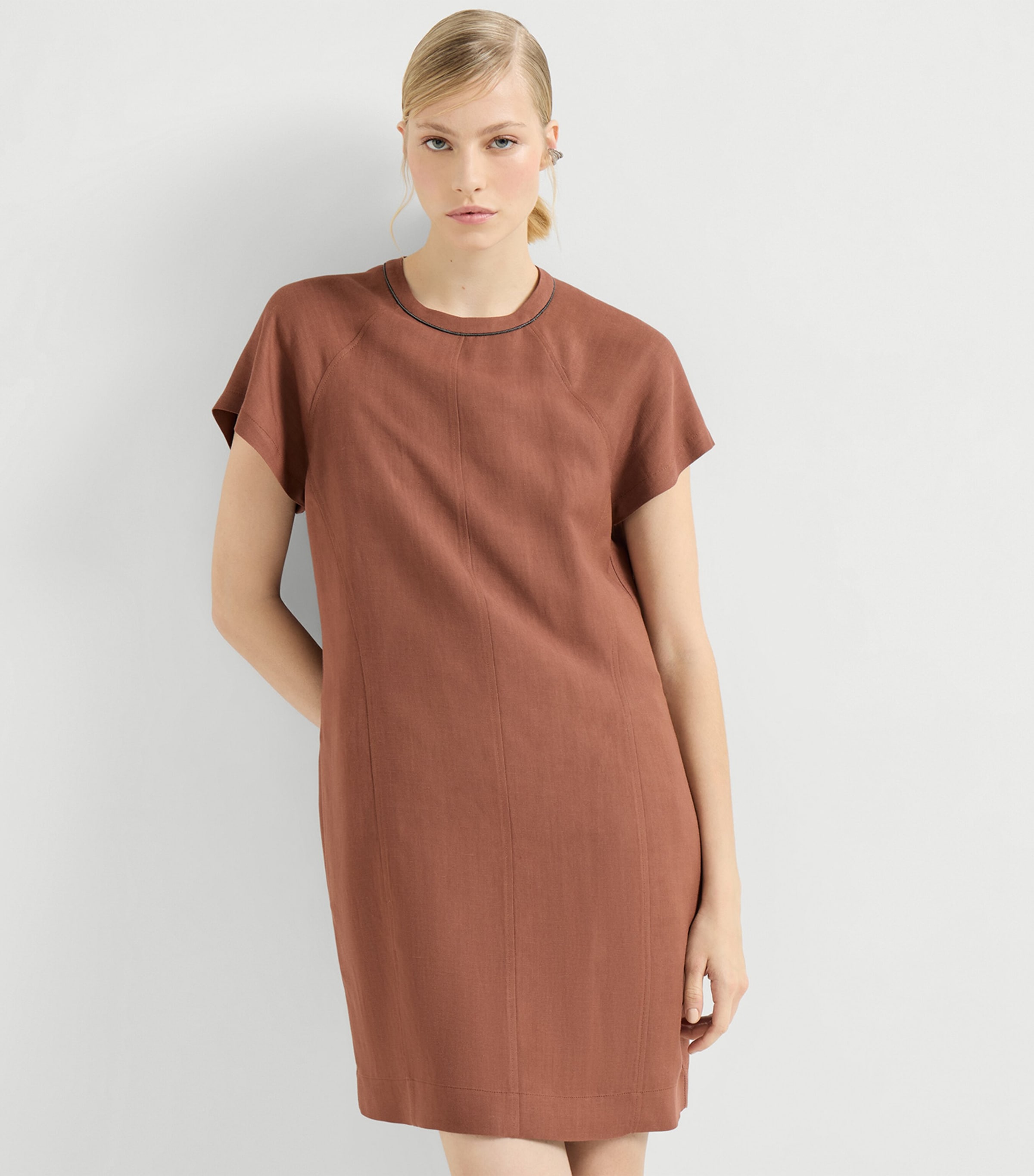 Twill Monili-Detail Mini Dress C4182 Image 5