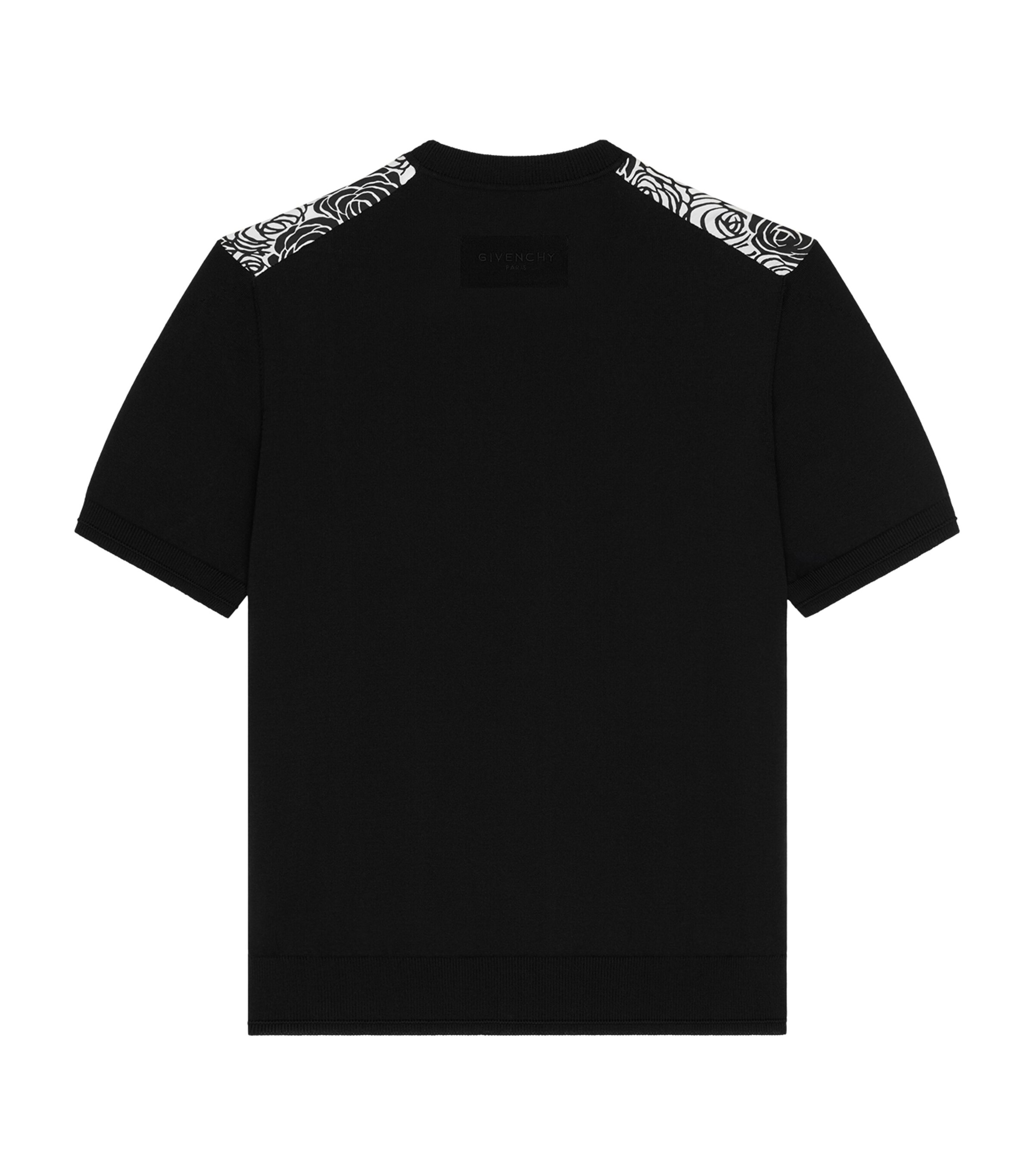 Cotton Floral Short-Sleeve Sweater BLACK/IVORY Image 3