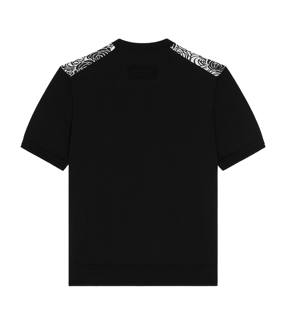 Cotton Floral Short-Sleeve Sweater BLACK/IVORY Image 3