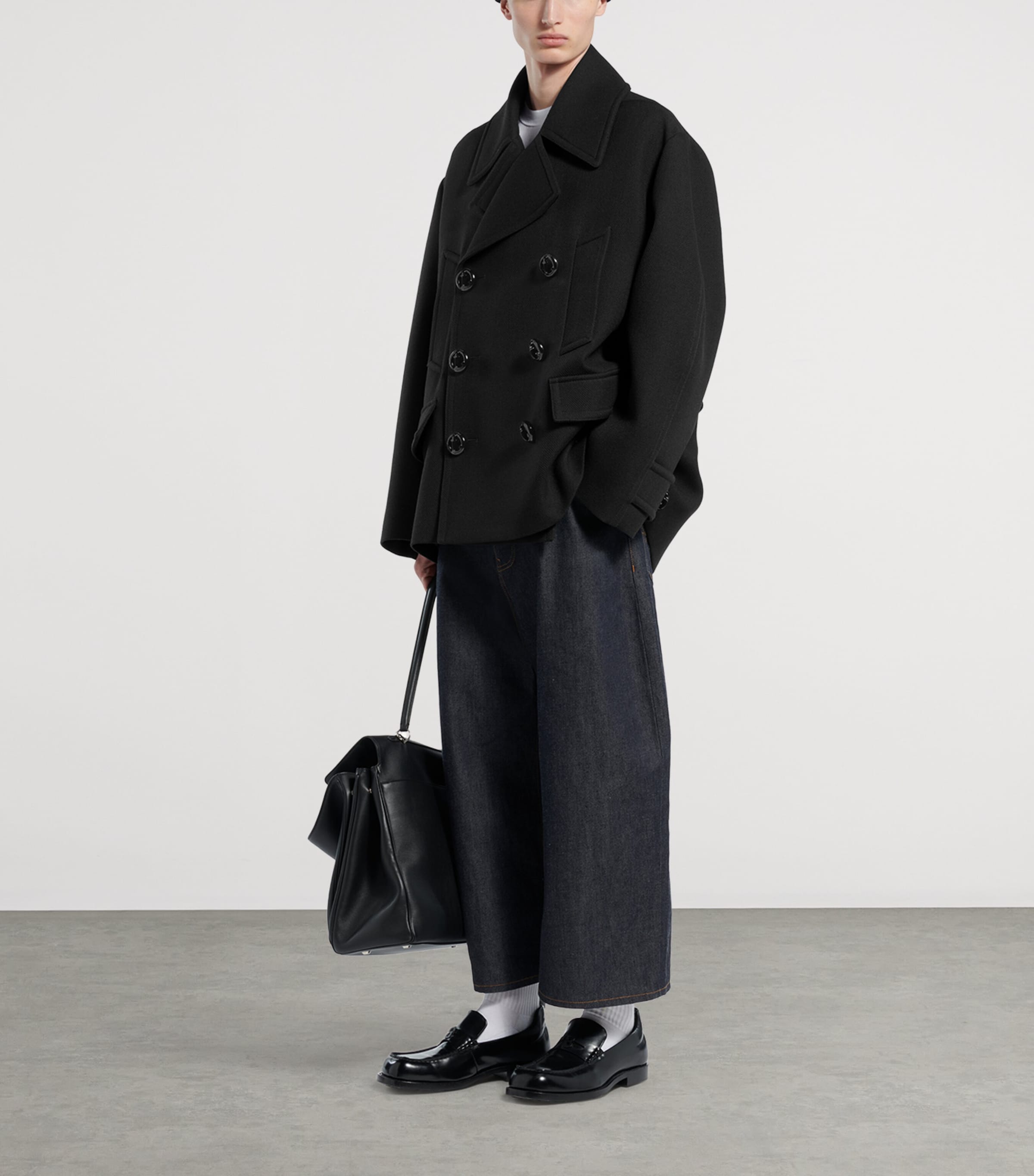 Balenciaga Mens Wool Double-Breasted Peacoat Image 2