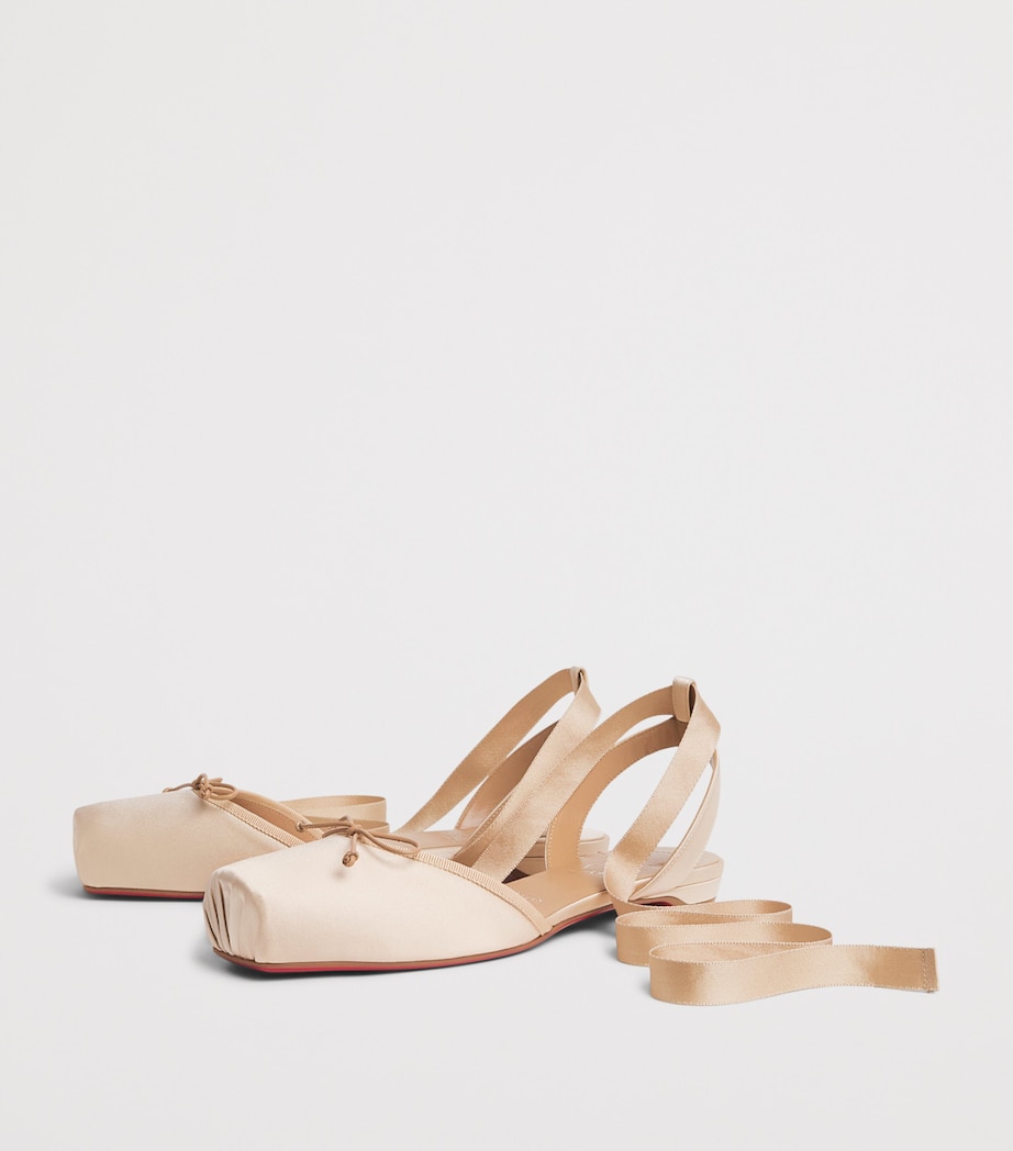 Christian Louboutin Cassia Lace-Up Satin Ballet Flats Image 3