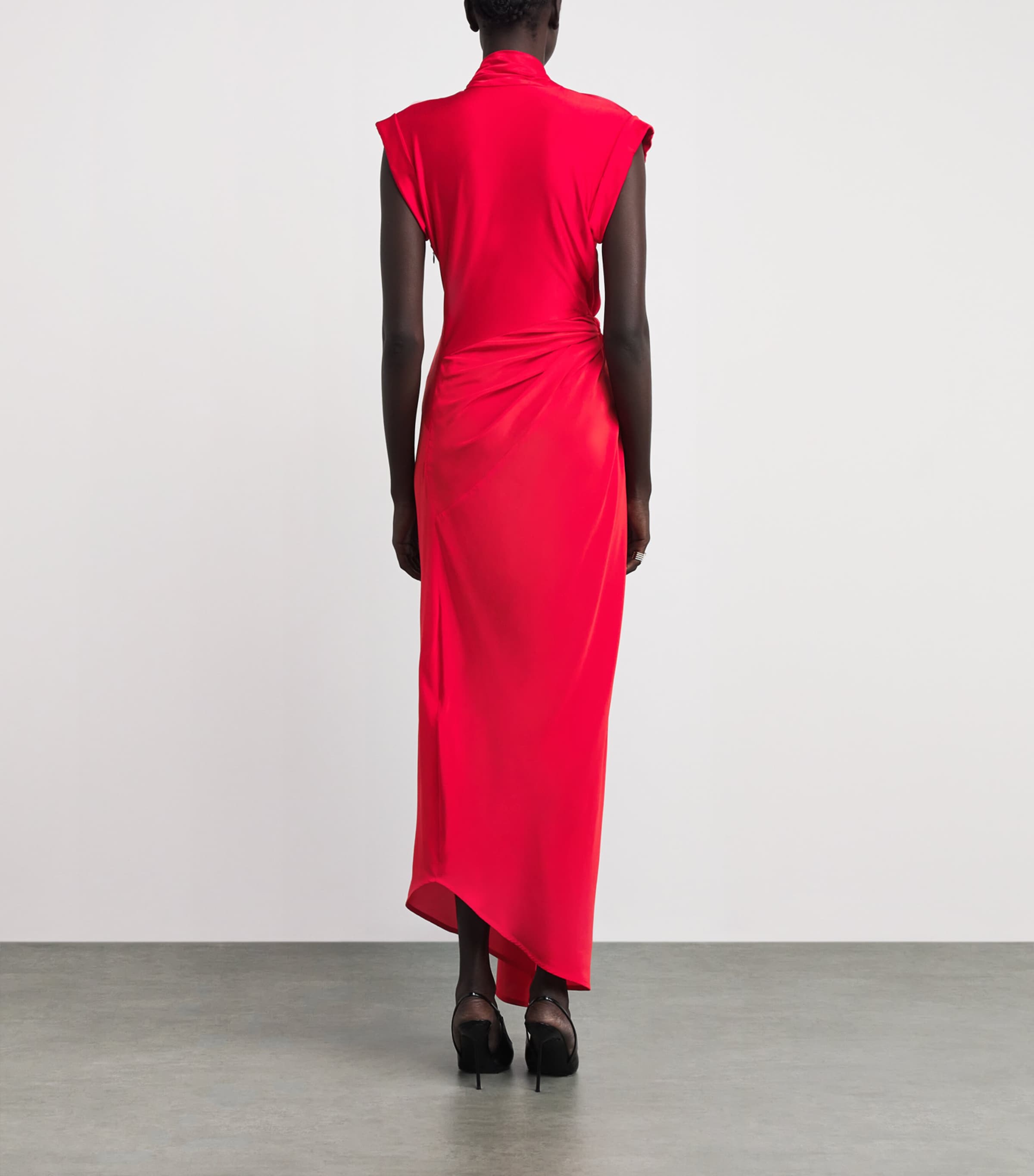 Asymmetric Twist Maxi Dress 9631 CARDINAL RED Image 3