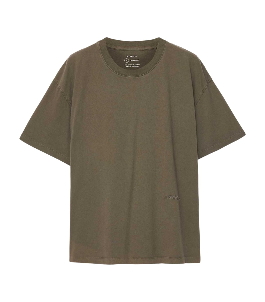 AllSaints Mens Organic Cotton Maddox T-Shirt Washed Khaki Image 1