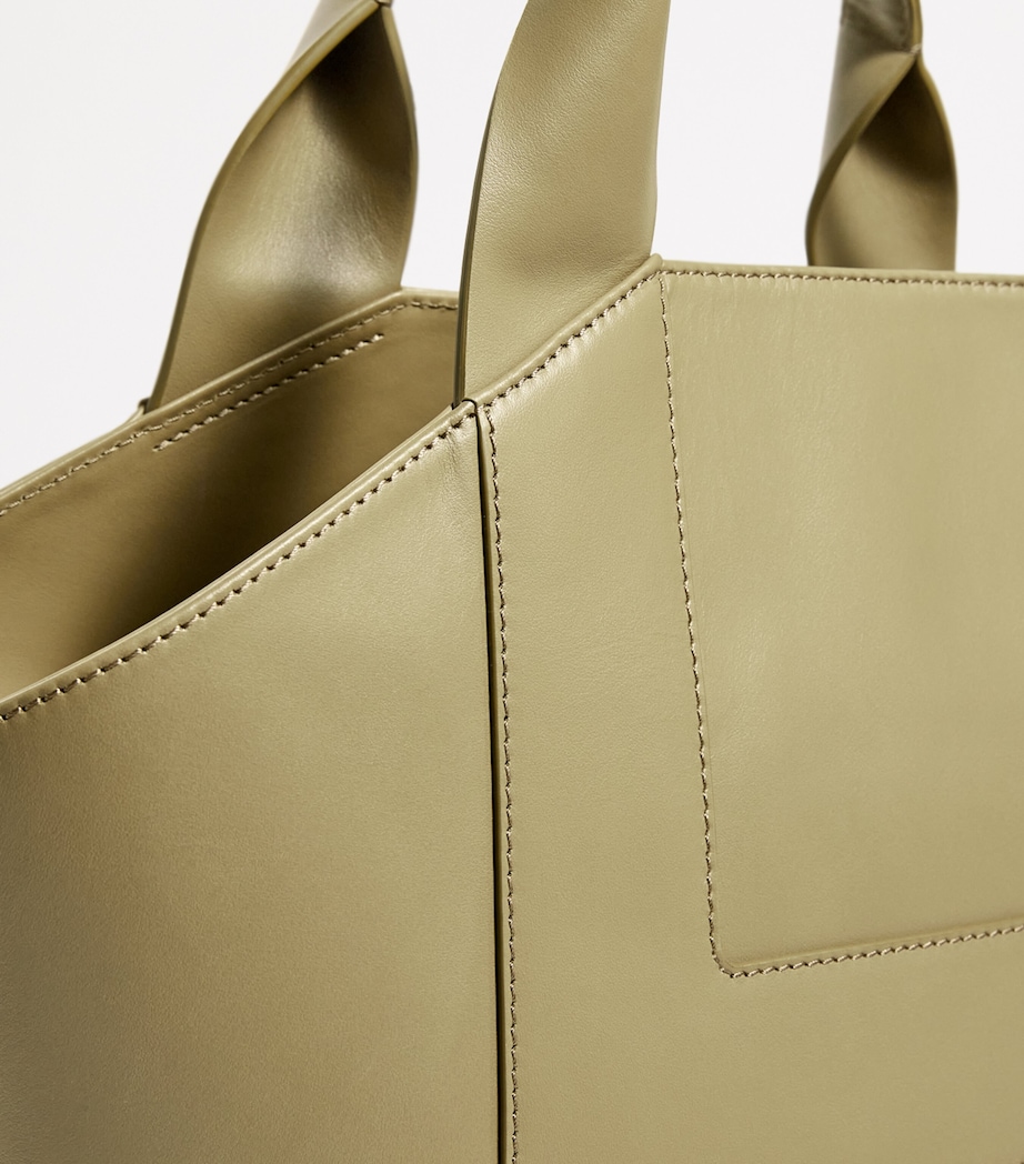 Medium Grab Leather Tote Bag OLIVE Image 6