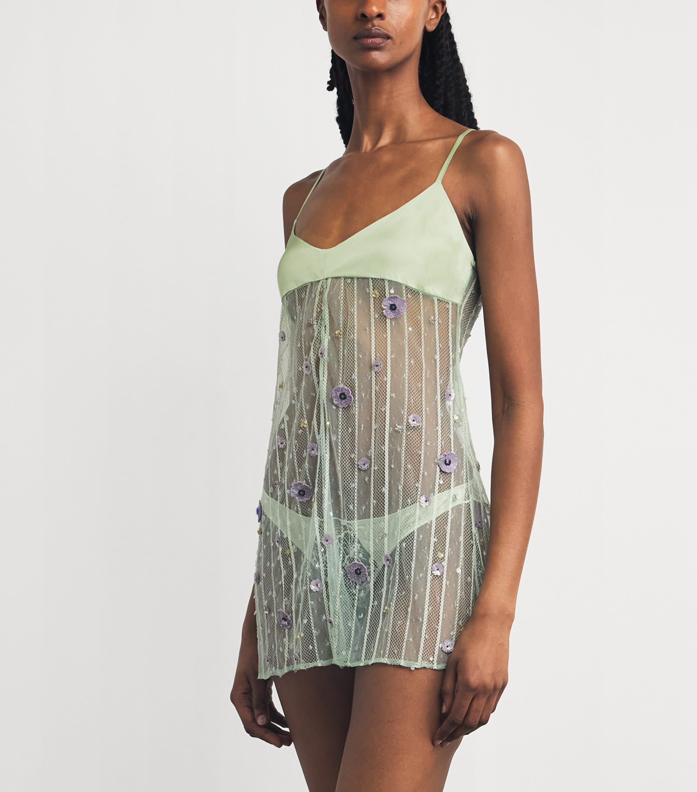 Kiki de Montparnasse Womens Embellished Muse Mini Playsuit Menthe/ Lilac Image 2