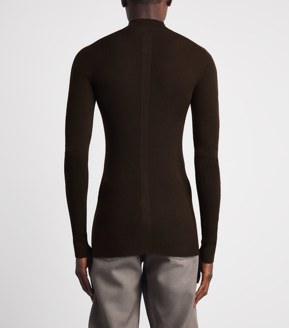 Rick Owens Mens Virgin Wool Lupetto Sweater Grease Image 5
