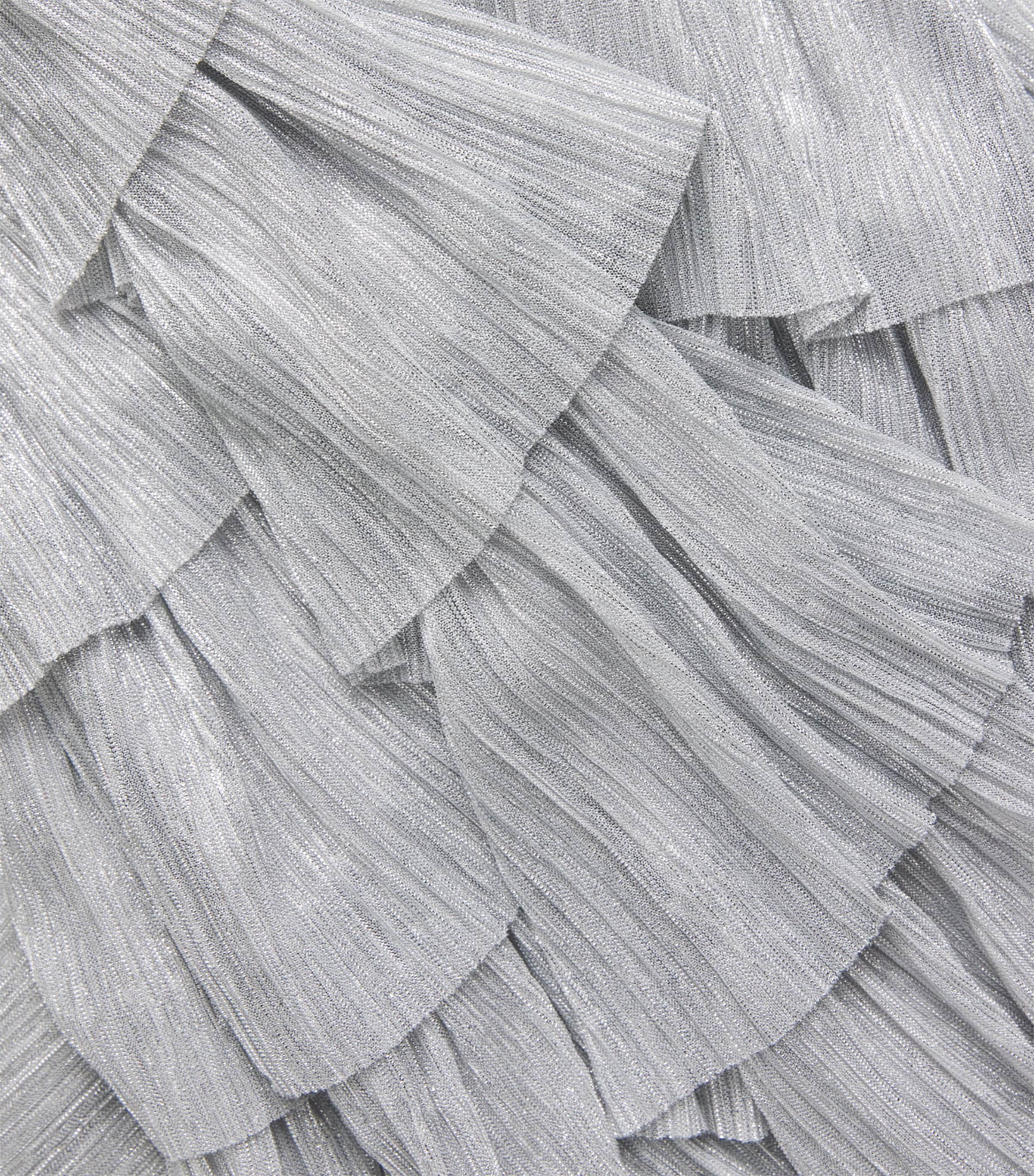 Metallic V-Neck Midi Dress SILVER Image 5