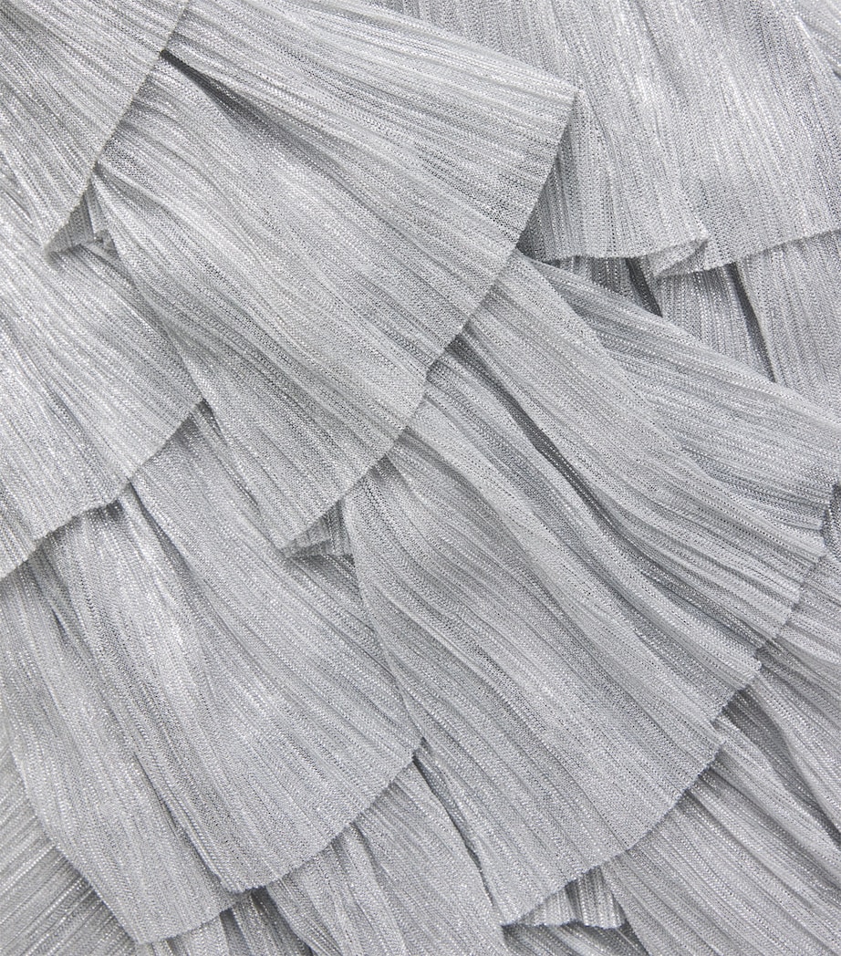 Metallic V-Neck Midi Dress SILVER Image 5