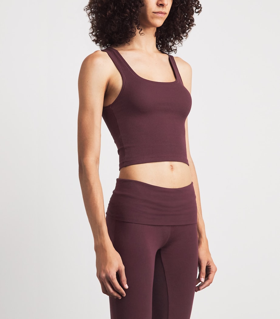 Skims Womens Cotton Ribbed Cropped Tank Top Currant Image 4