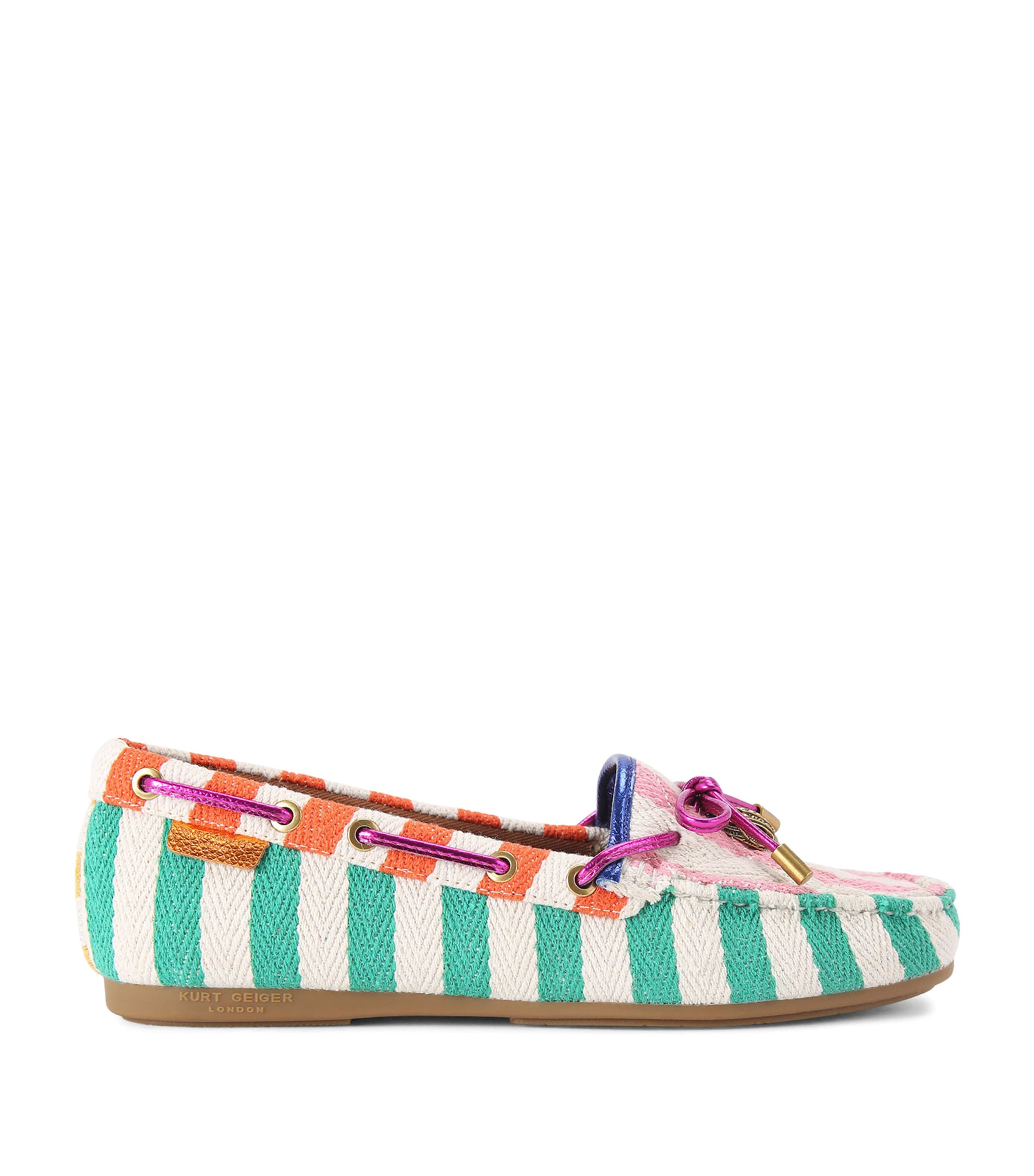Kurt Geiger Woven Eagle Moccasins In Green