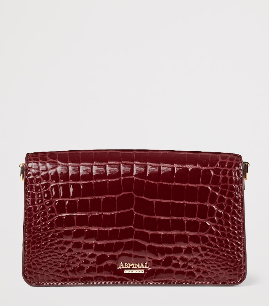 Leather Croc-Embossed Eliza Clutch Bag MERLOT Image 3
