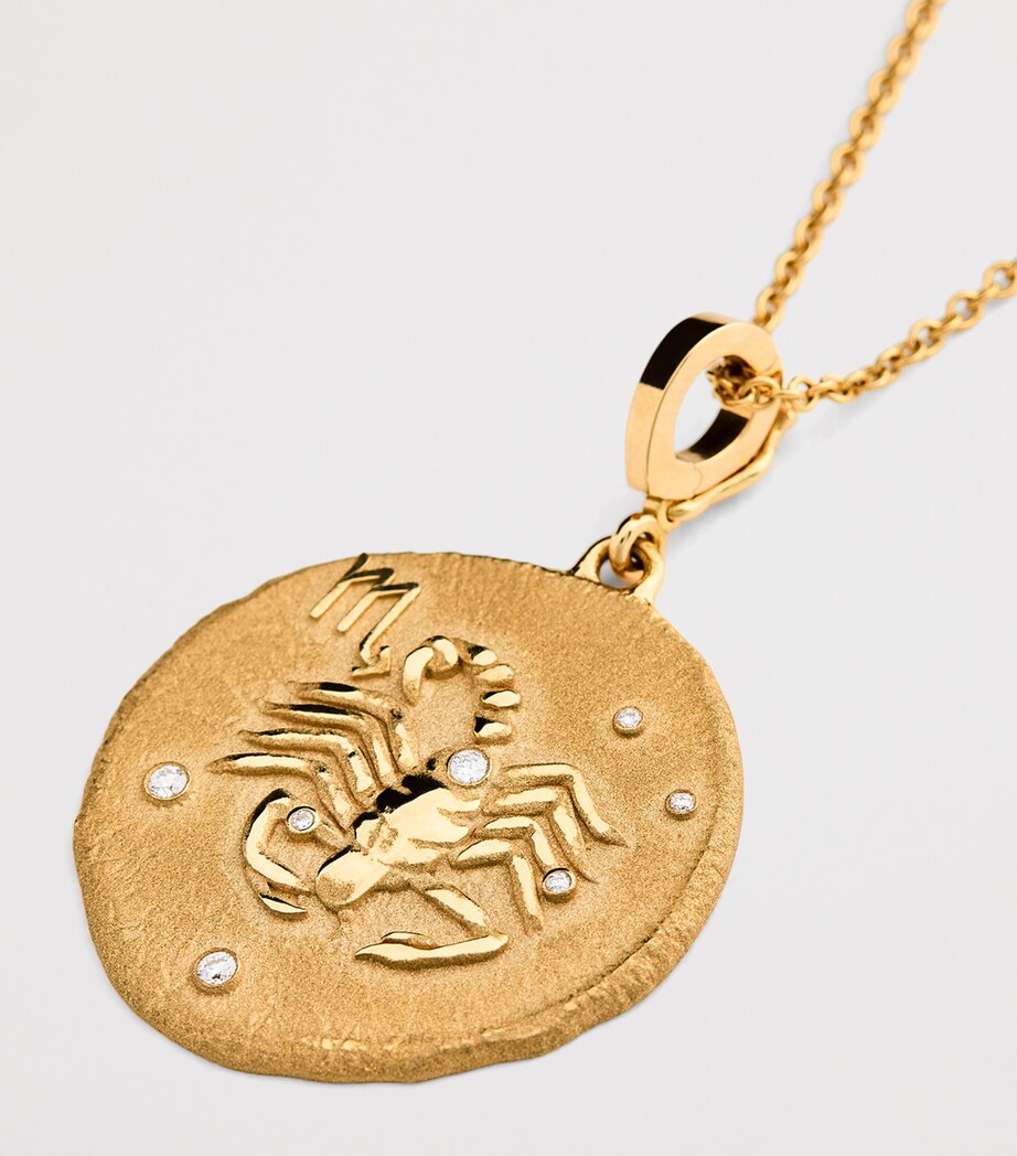 Large Yellow Gold and Diamond Scorpio Coin Charm YELLOW GOLD Image 4