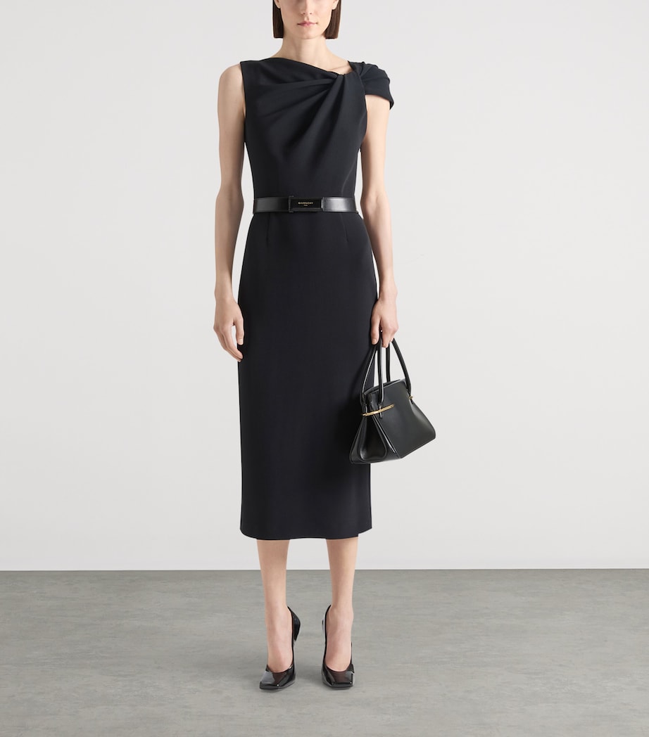 Crepe Draped Midi Dress BLACK Image 2