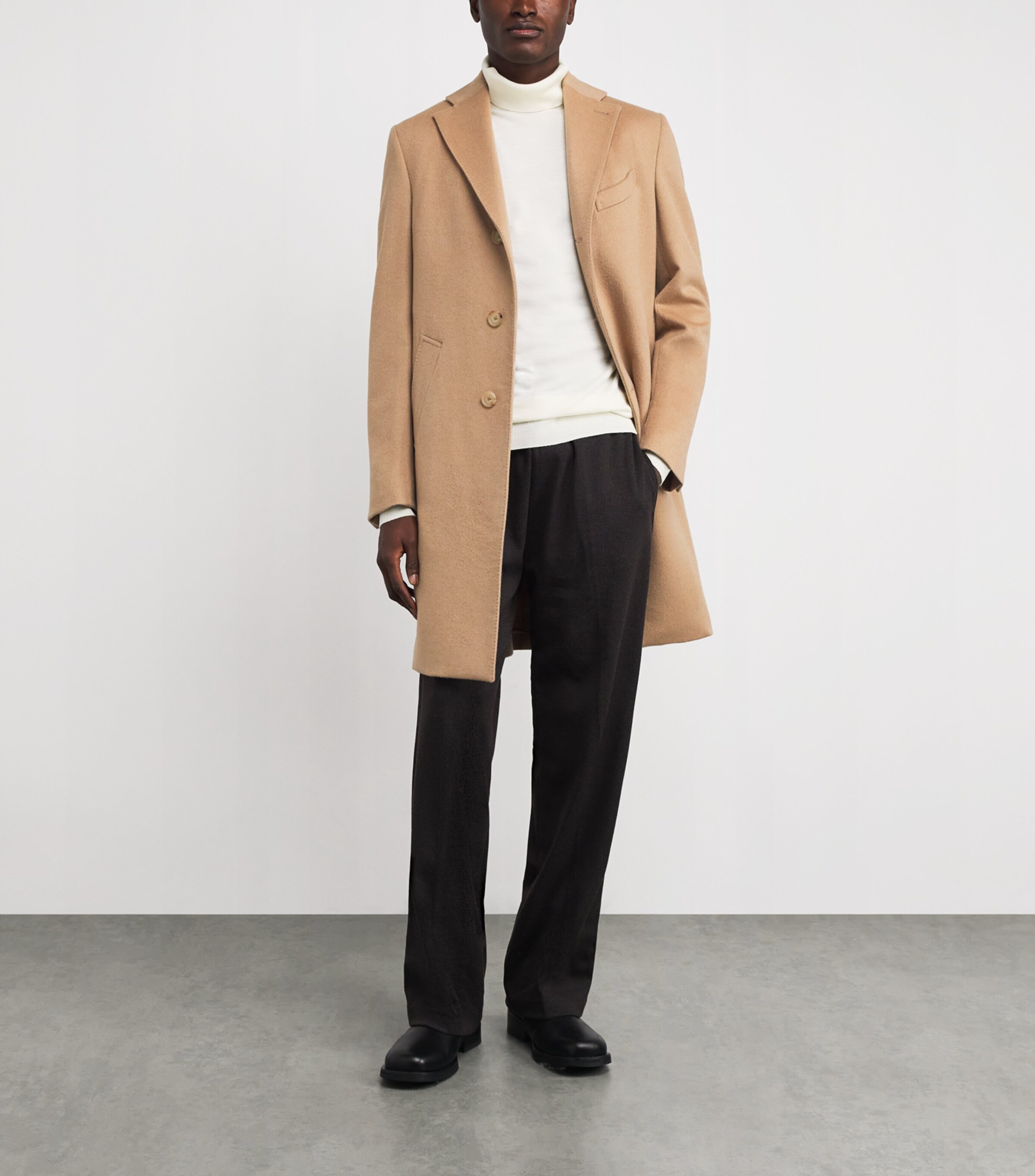 Pal Zileri Mens Wool-Cashmere Overcoat Camel Image 2