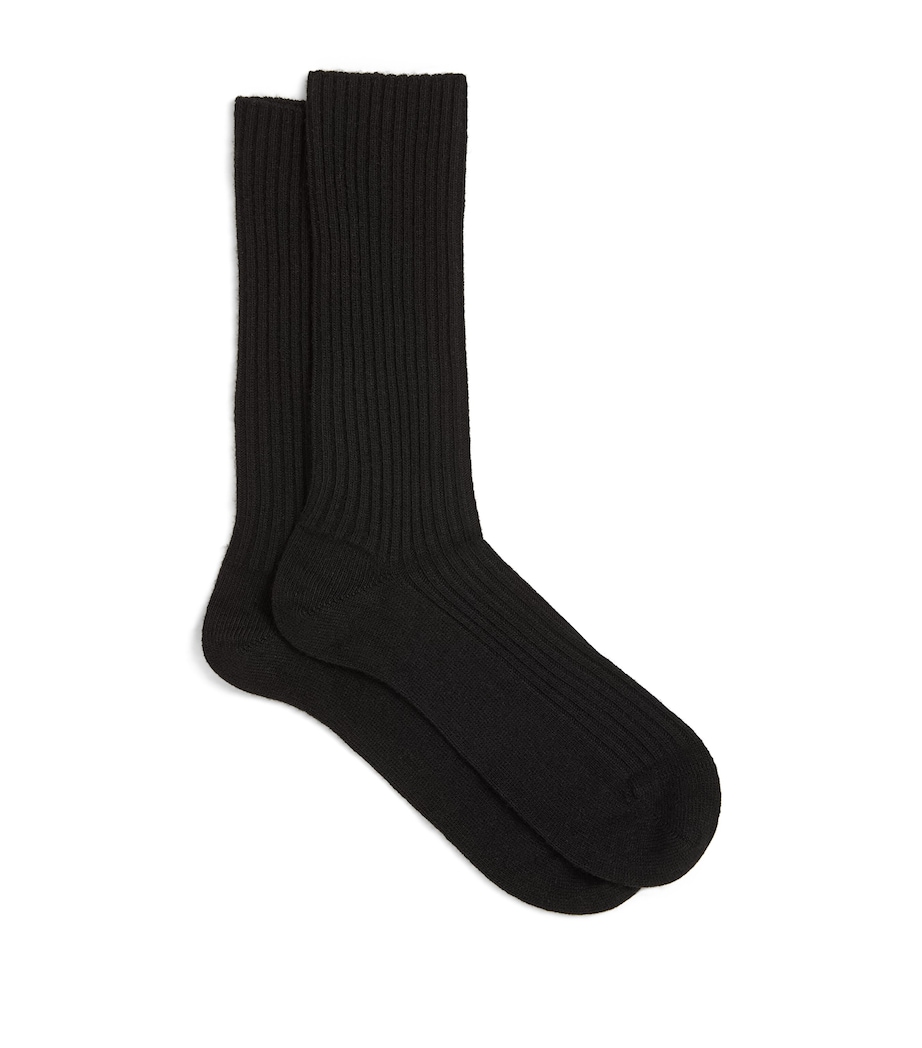 Falke Womens Wool-Cashmere-Blend Cosy Boot Socks Black Image 1