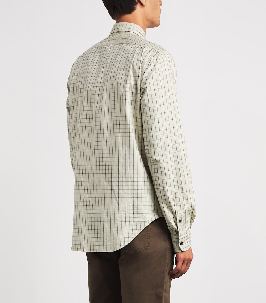Purdey Mens Cotton Tattersall Shooting Shirt Sage Image 5