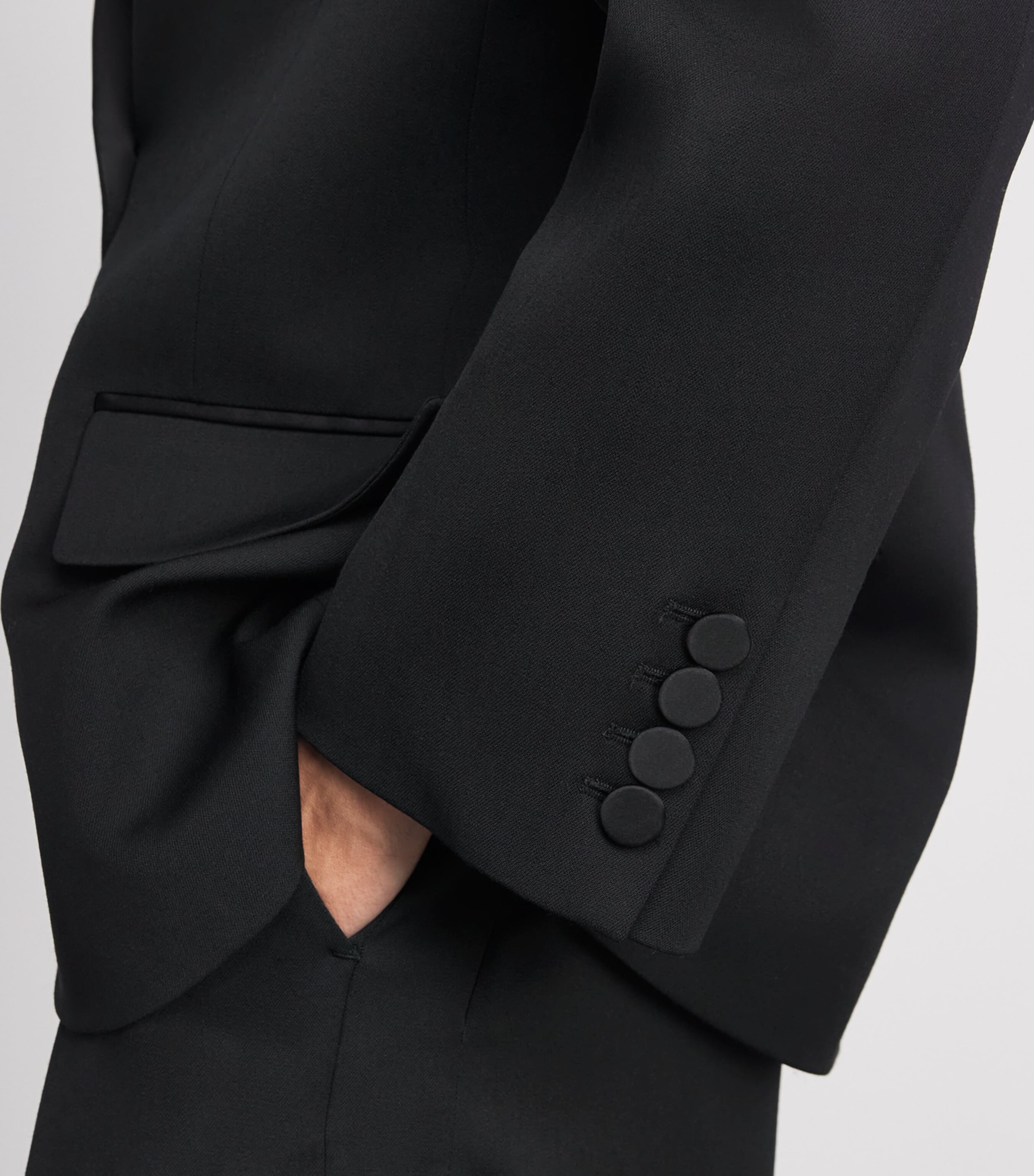 ME+EM Womens Wool-Blend Contour Tux Blazer Black Image 3