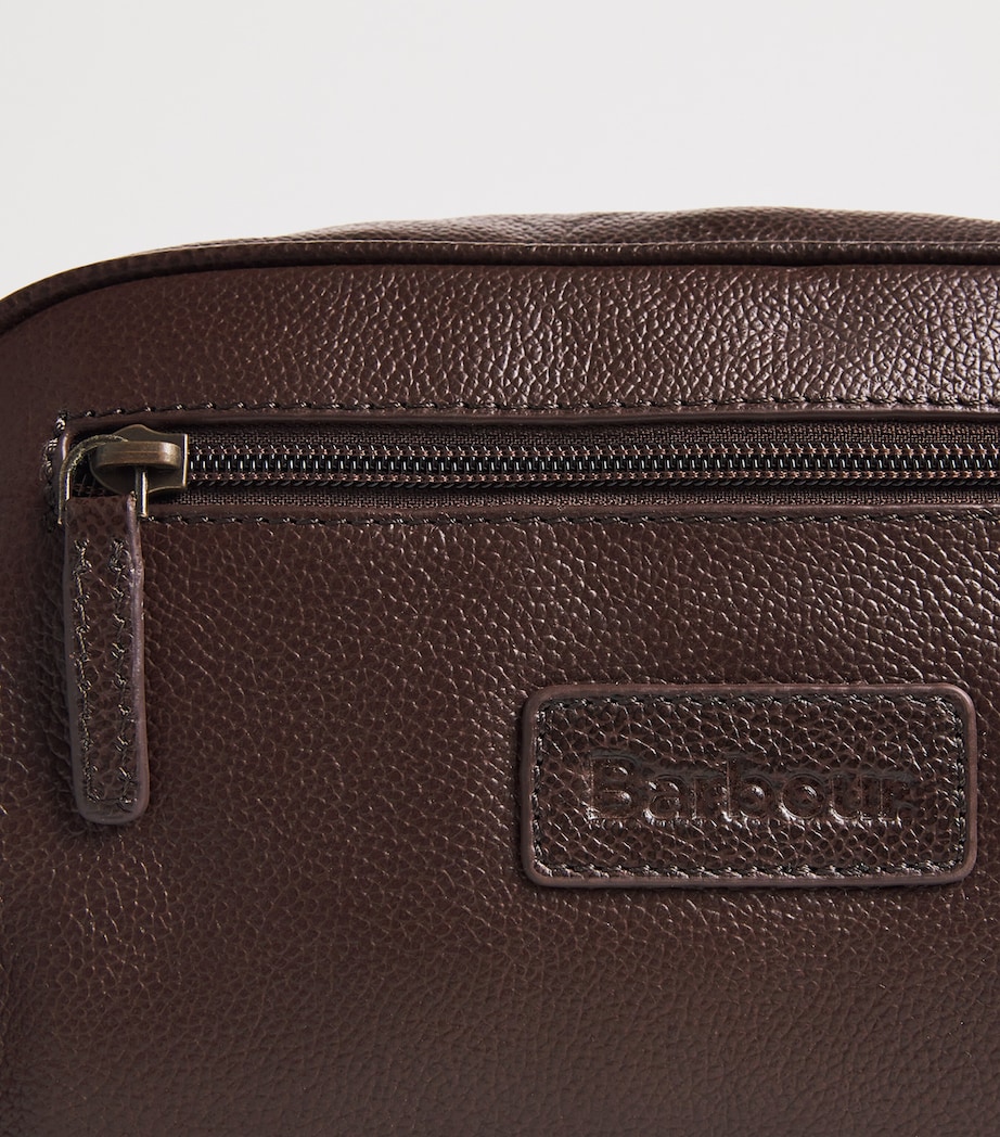 Grained Leather Wash Bag DARK BROWN Image 3