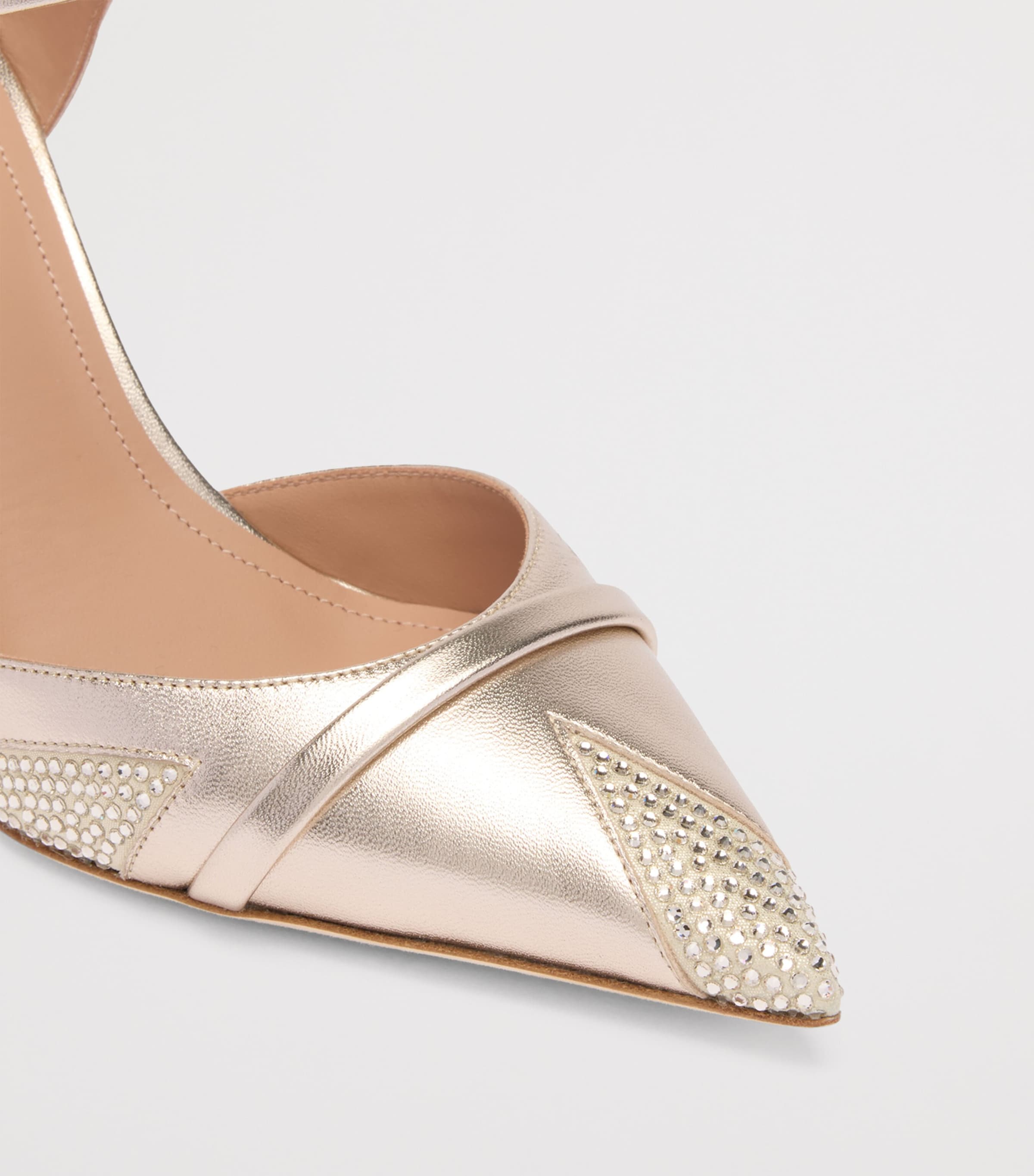 Malone Souliers Metallic Leather Embellished Uma Mules 80 Champagne Image 5