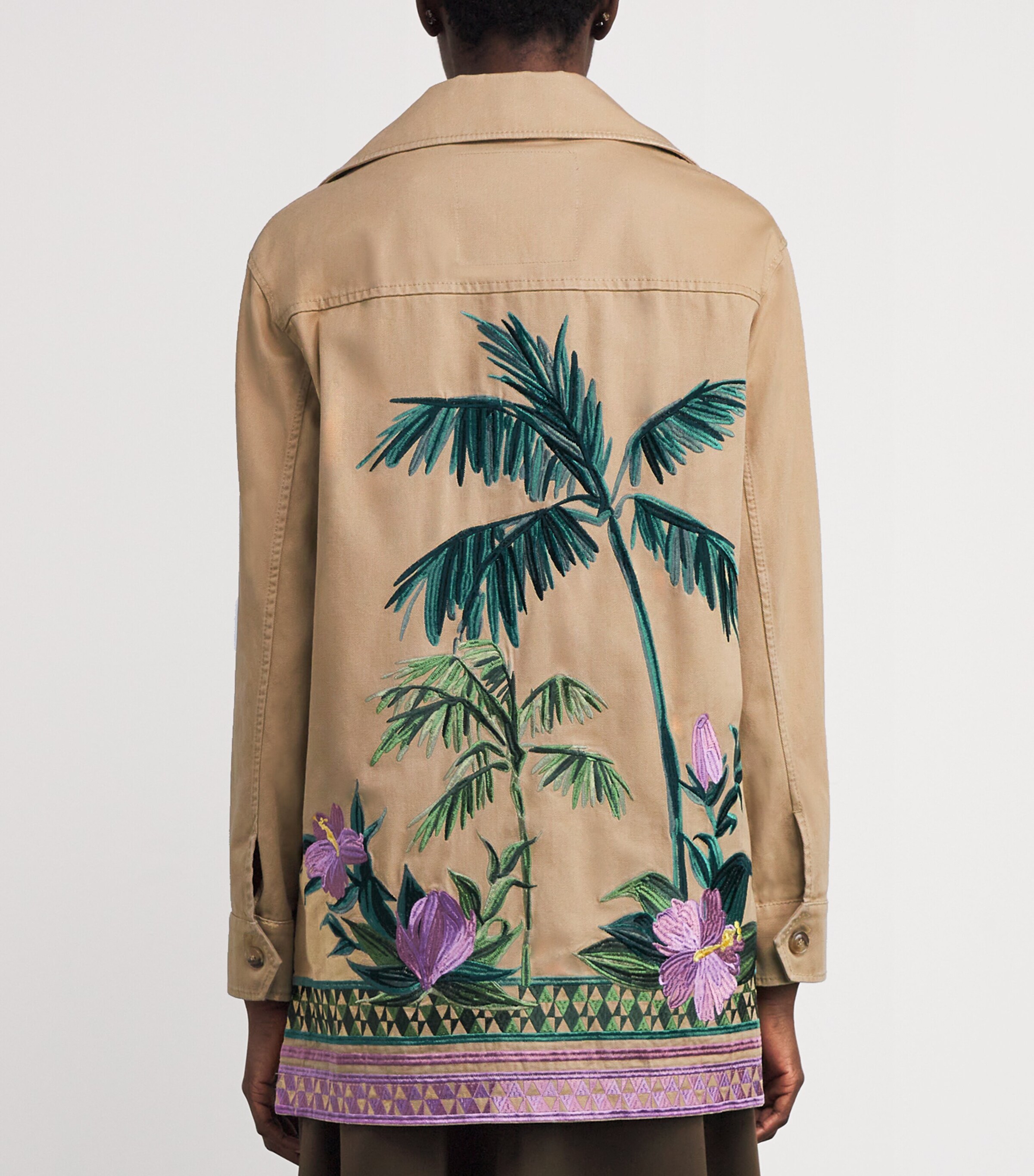 Cotton Gabardine Embroidered Jacket CAMEL Image 4