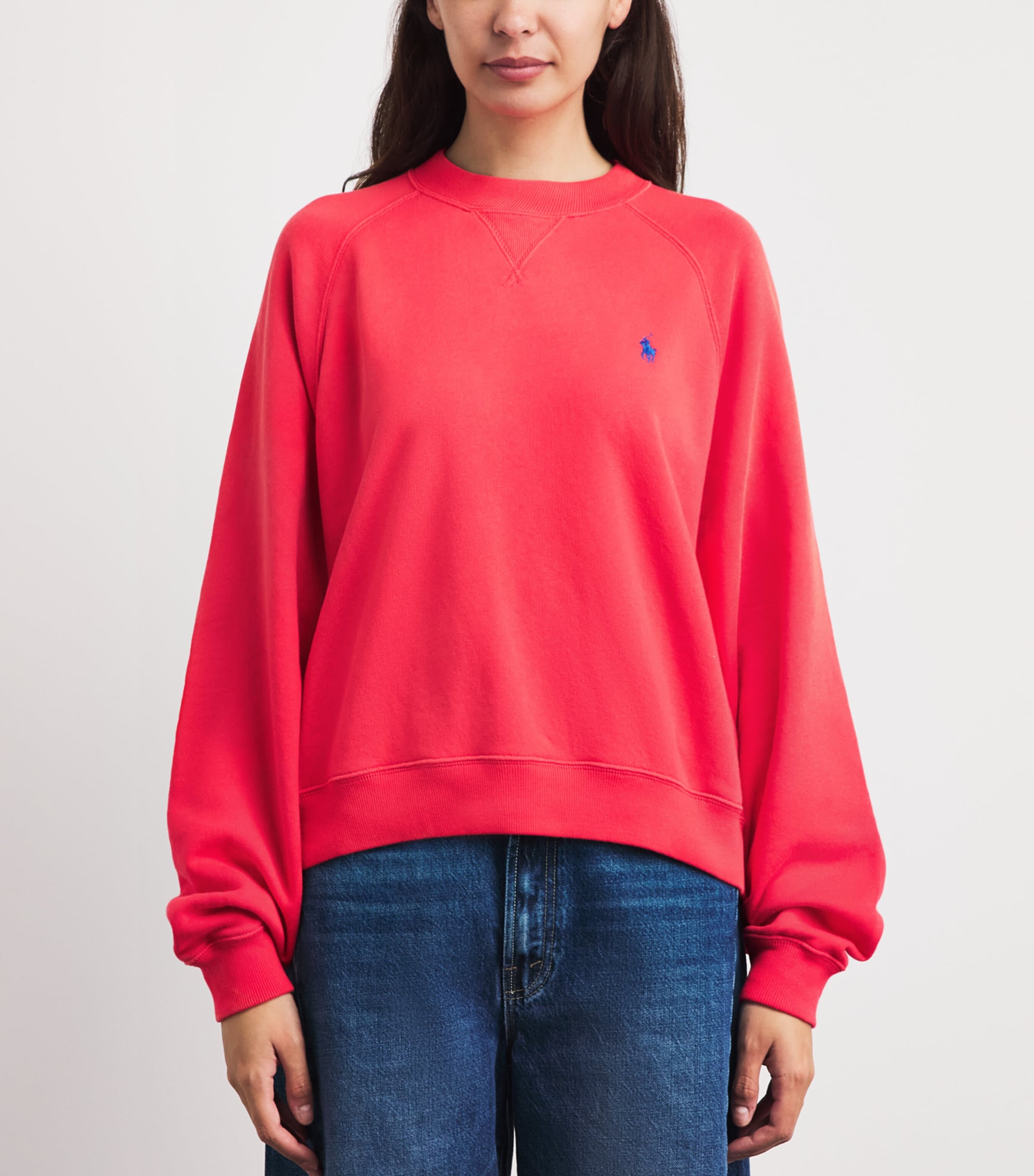 Polo Ralph Lauren Womens Cotton-Blend Polo Pony Sweatshirt Bright Hibiscus Image 4