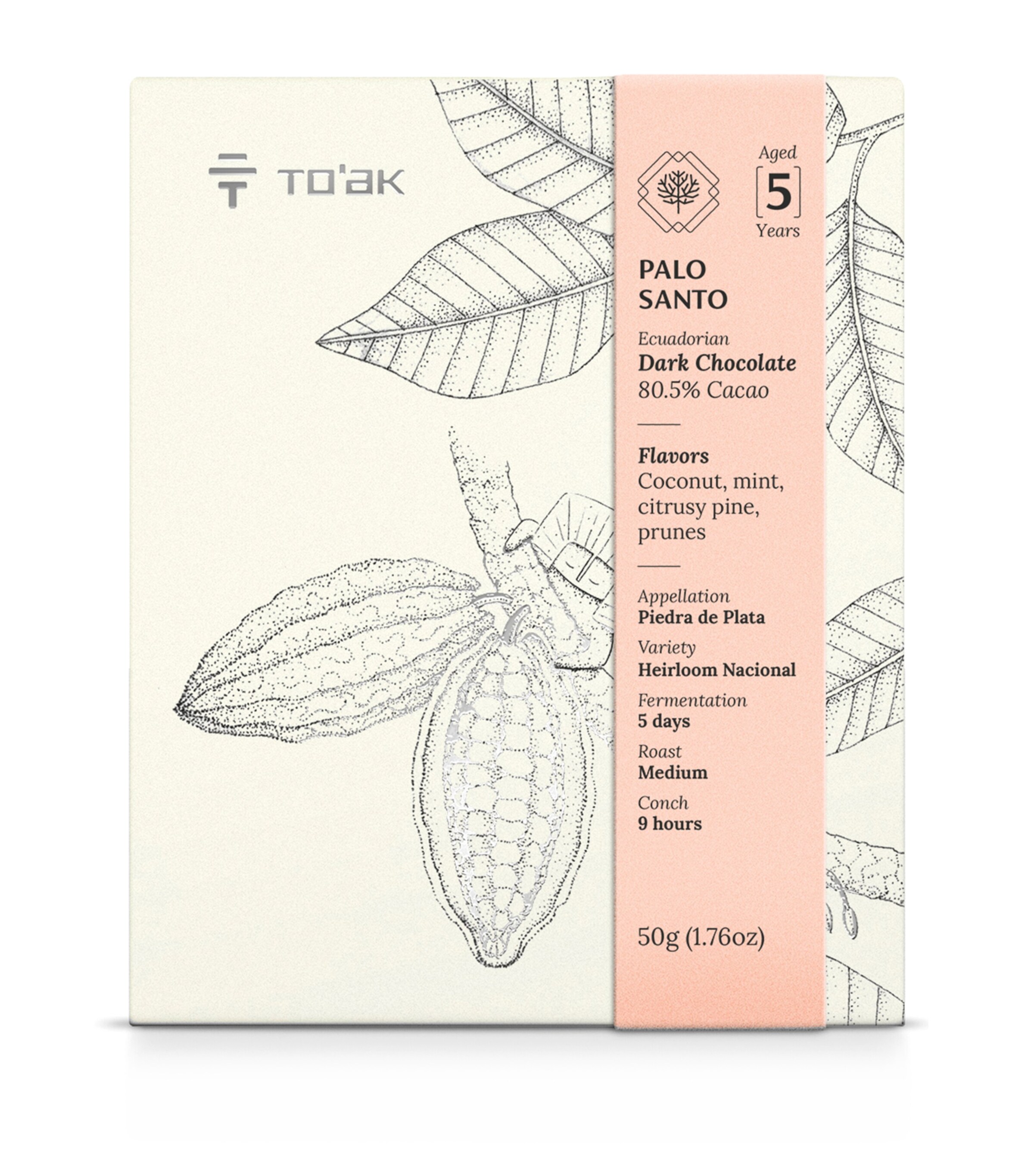 To'ak Palo Santo Cask-Aged Harvest 2019 Ecuadorian Dark Chocolate Bar (50g) Image 1