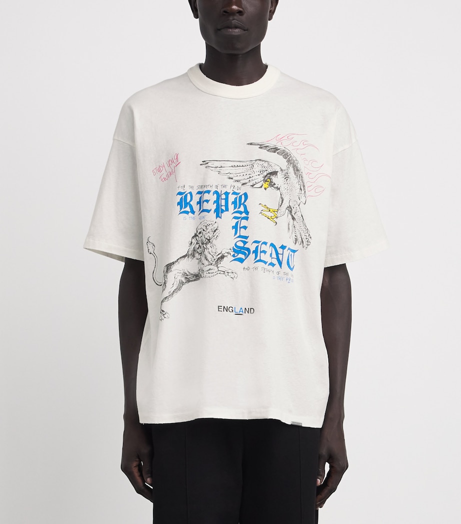 Represent Mens Organic Cotton-Hemp Printed T-Shirt Flat White Image 4