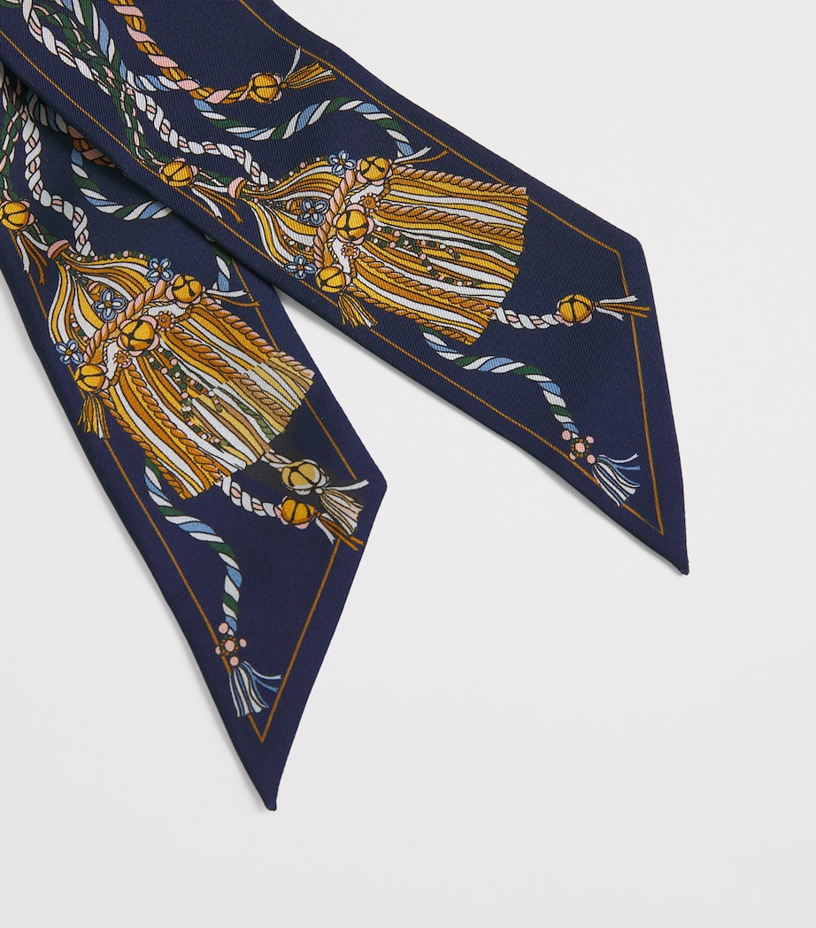 Silk Tassel Scarf NAVY Image 6