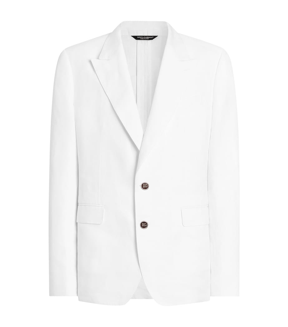 Dolce&Gabbana Mens Linen Sicilia Suit Jacket Optical White Image 1