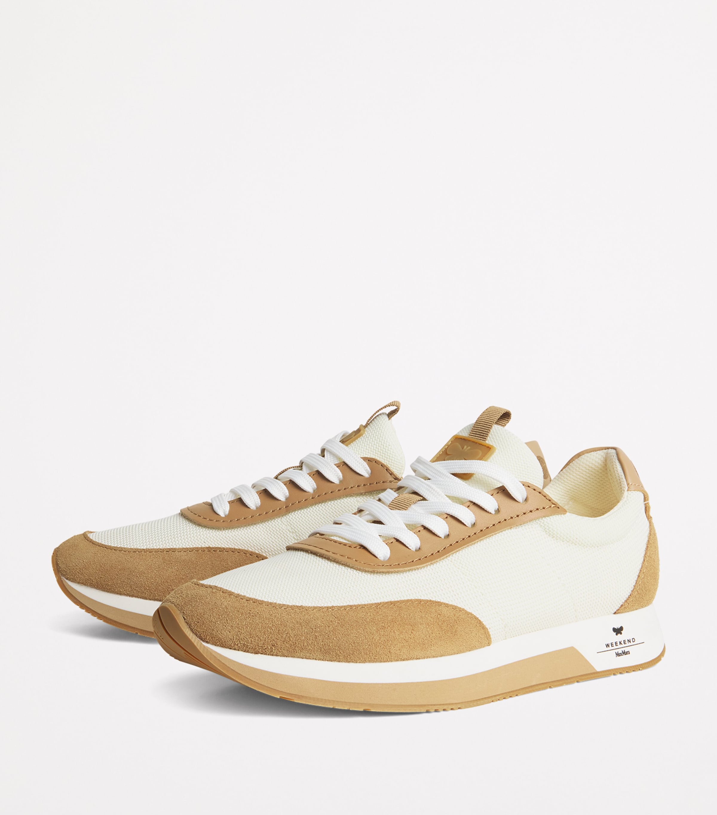 Weekend Max Mara Leather-Trim Sneakers Camel Image 3
