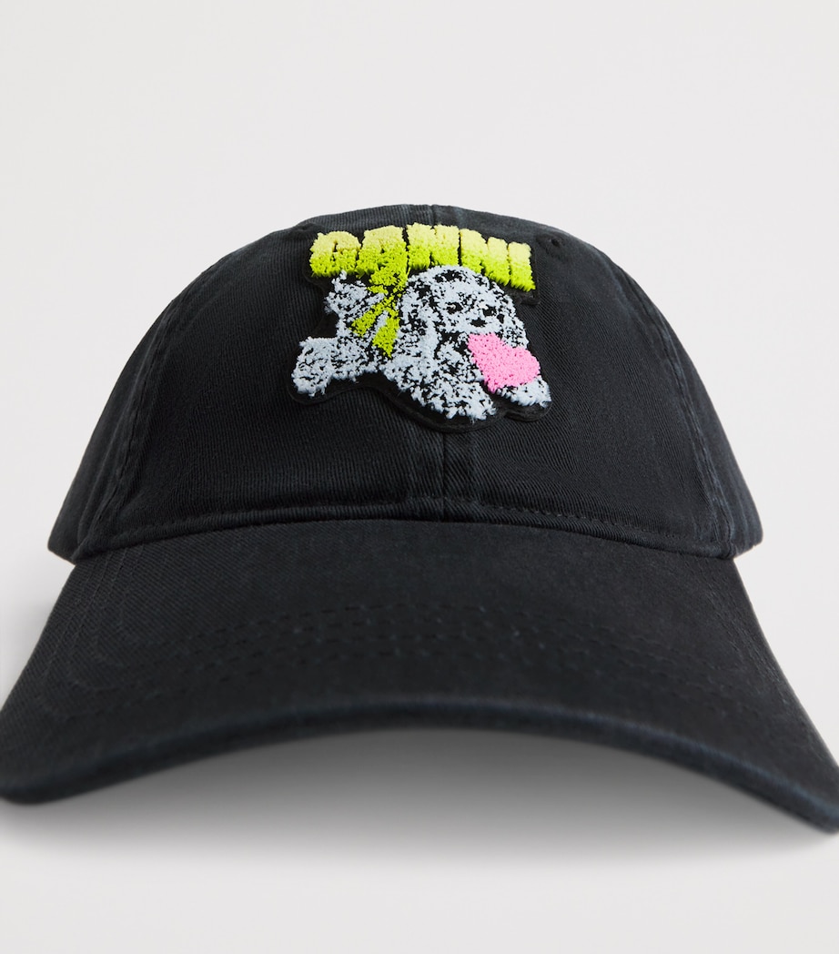 Organic Cotton Appliqué Baseball Cap 006 WASHED BLACK Image 4