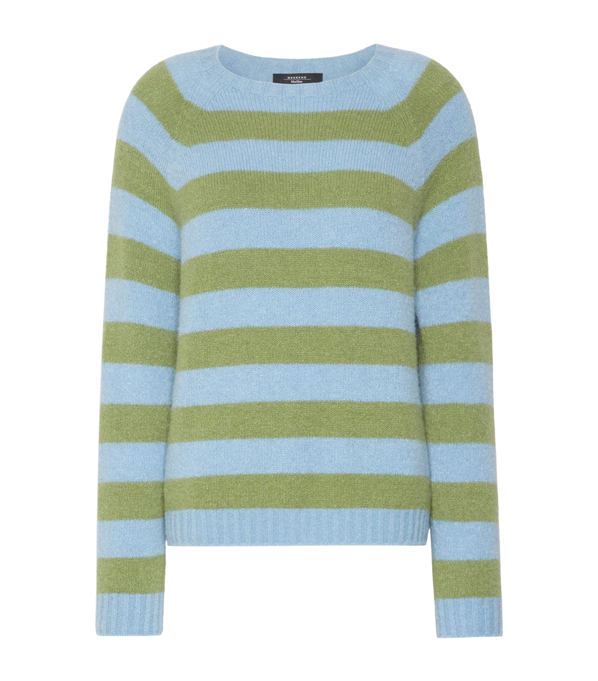 Weekend Max Mara Womens Stripe Crew-Neck Sweater Light Blue Image 1