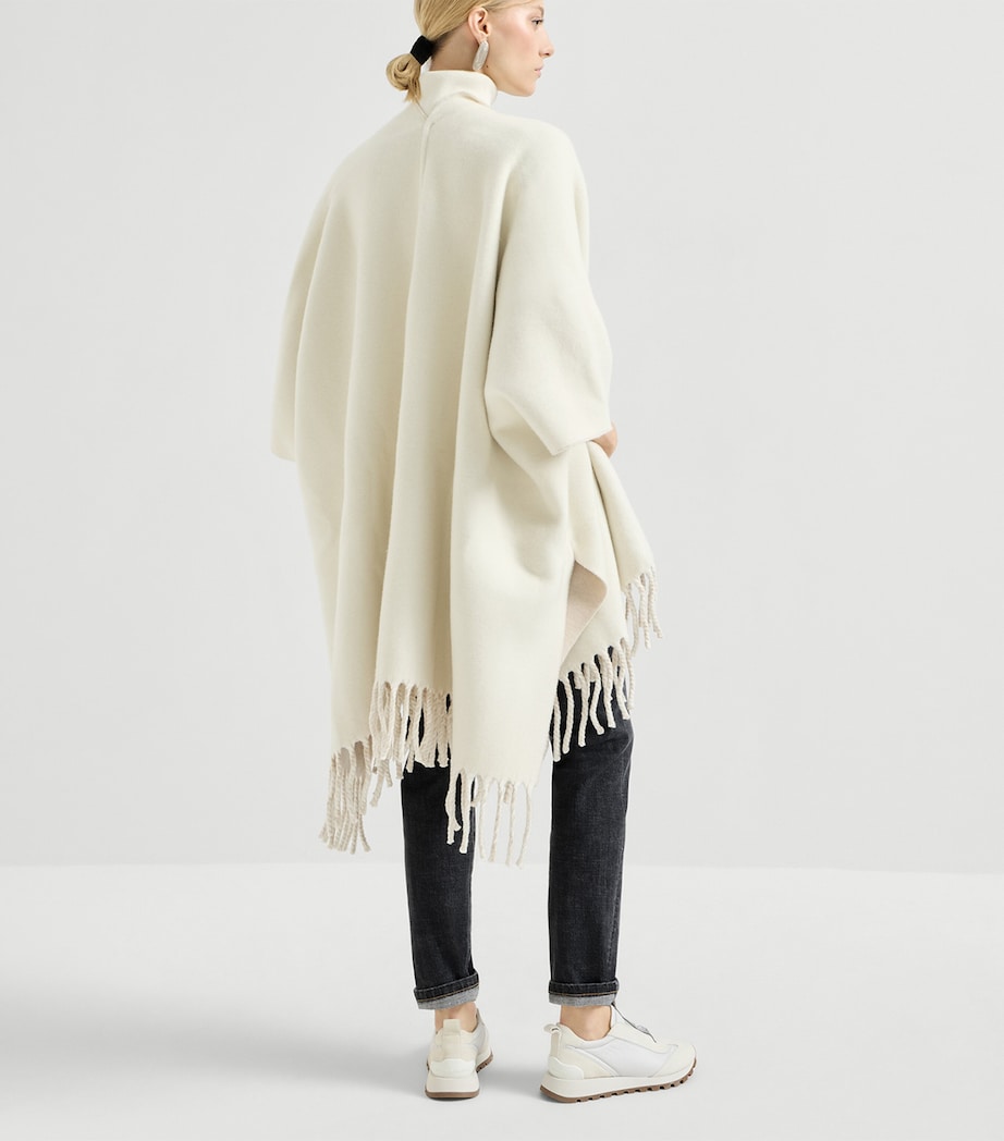 Brunello Cucinelli Womens Wool-Cashmere Reversible Poncho Image 6