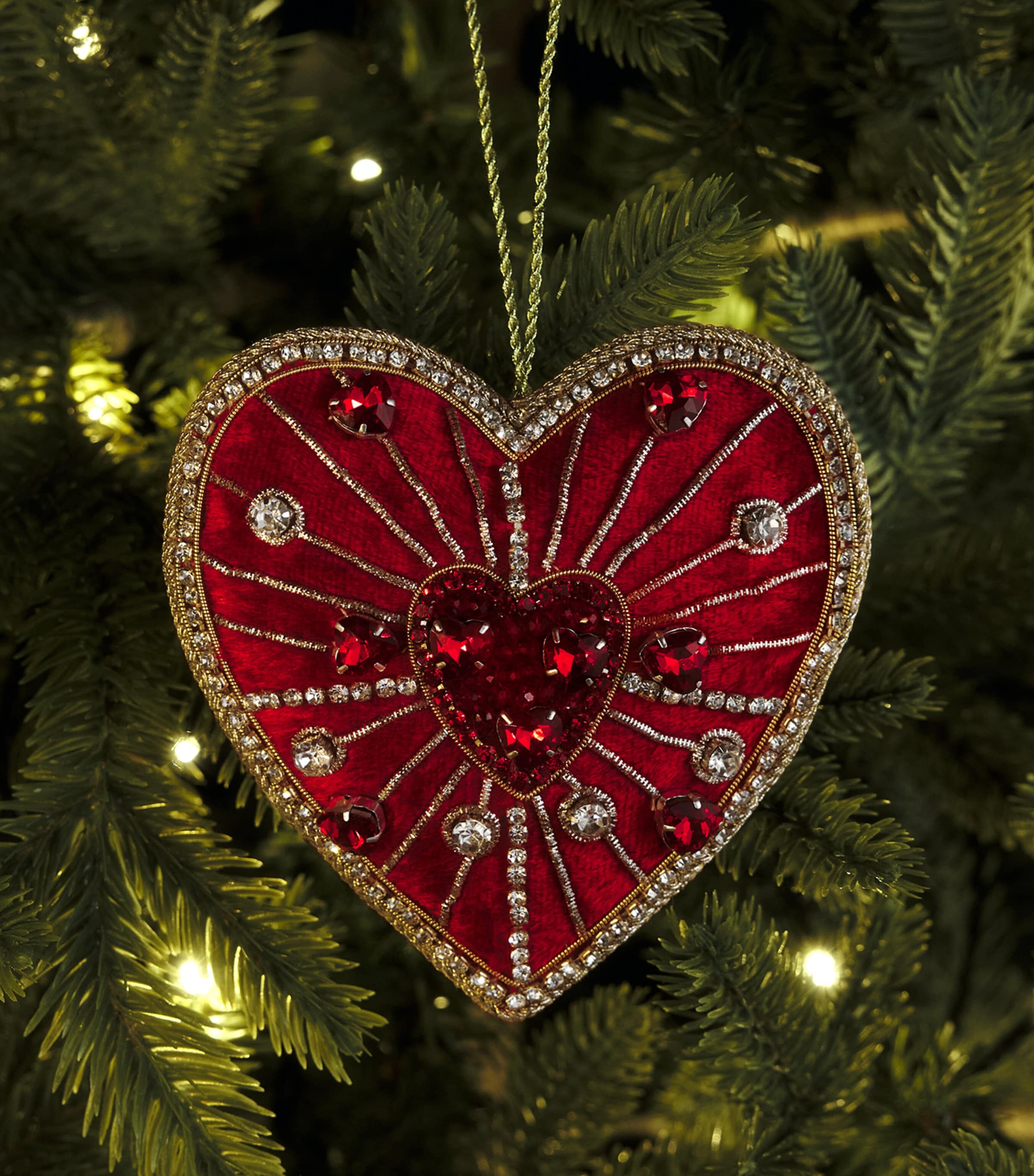 Tinker Tailor Starburst Heart Tree Decoration Red & Gold Image 3