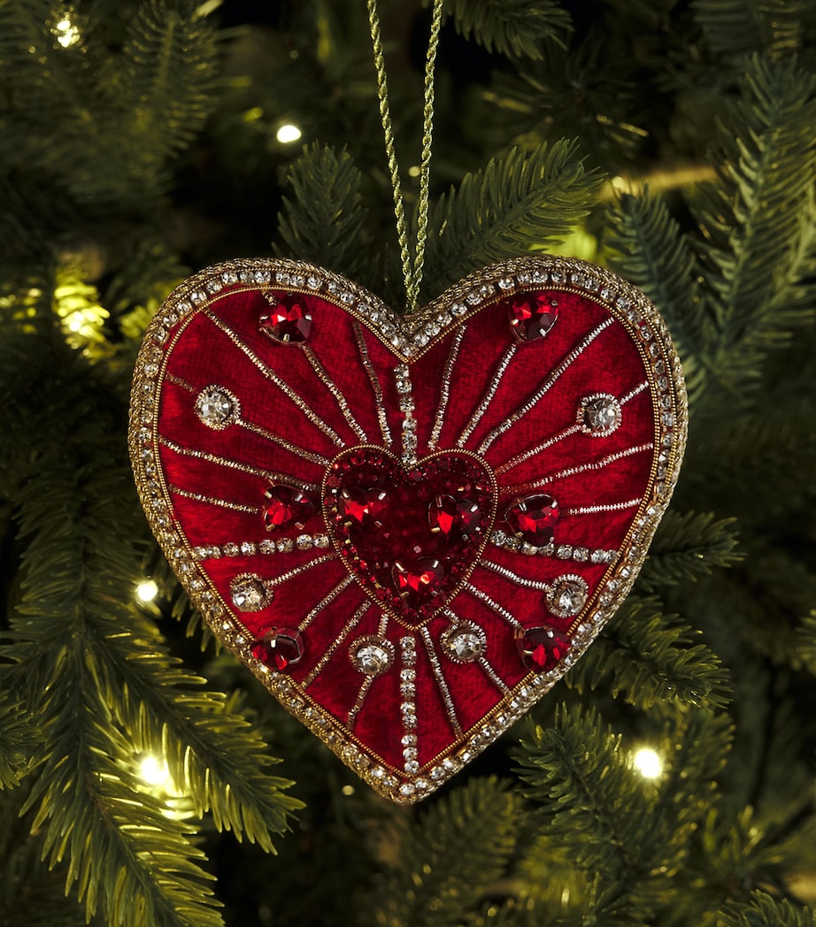Tinker Tailor Starburst Heart Tree Decoration Red & Gold Image 3