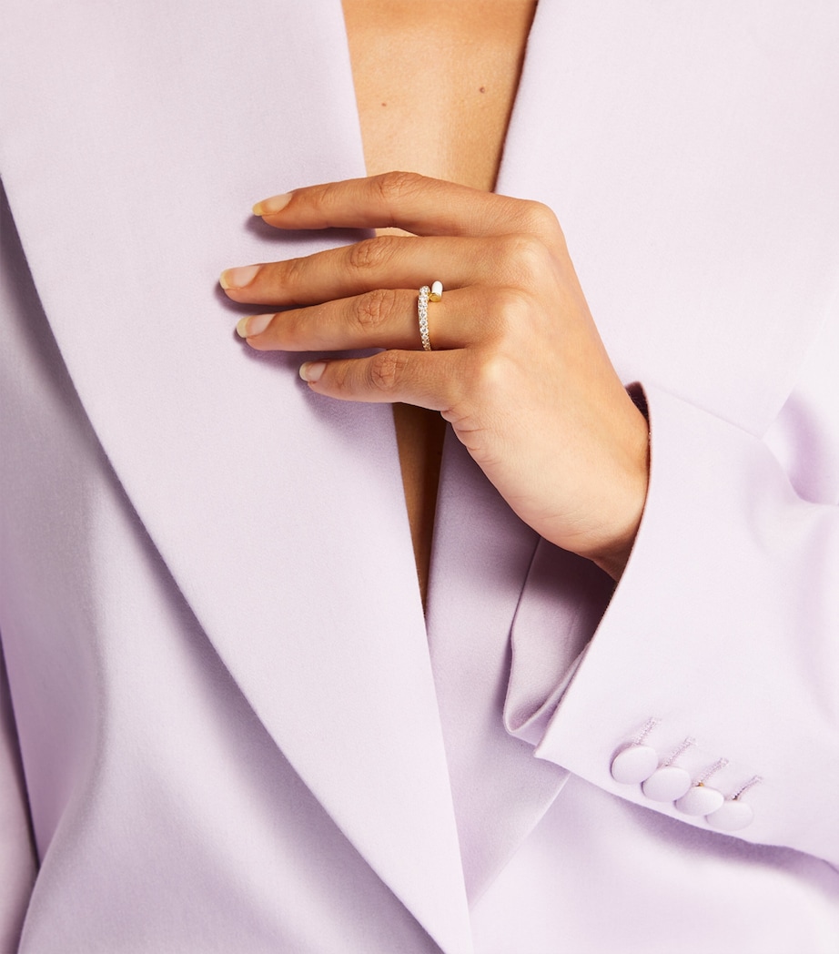 Yellow Gold, Diamond and Enamel Lola Ring WHITE Image 5