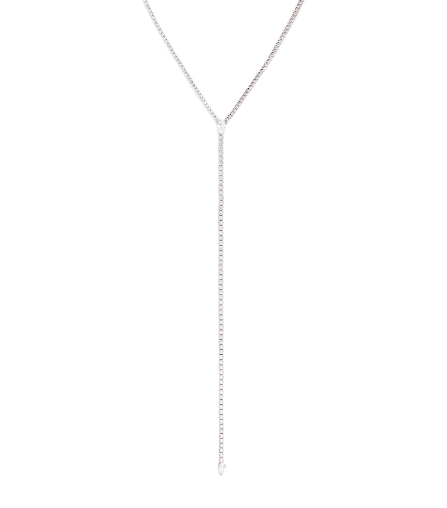 White Gold and Diamond Thread Y Necklace WHITE GOLD Image 1