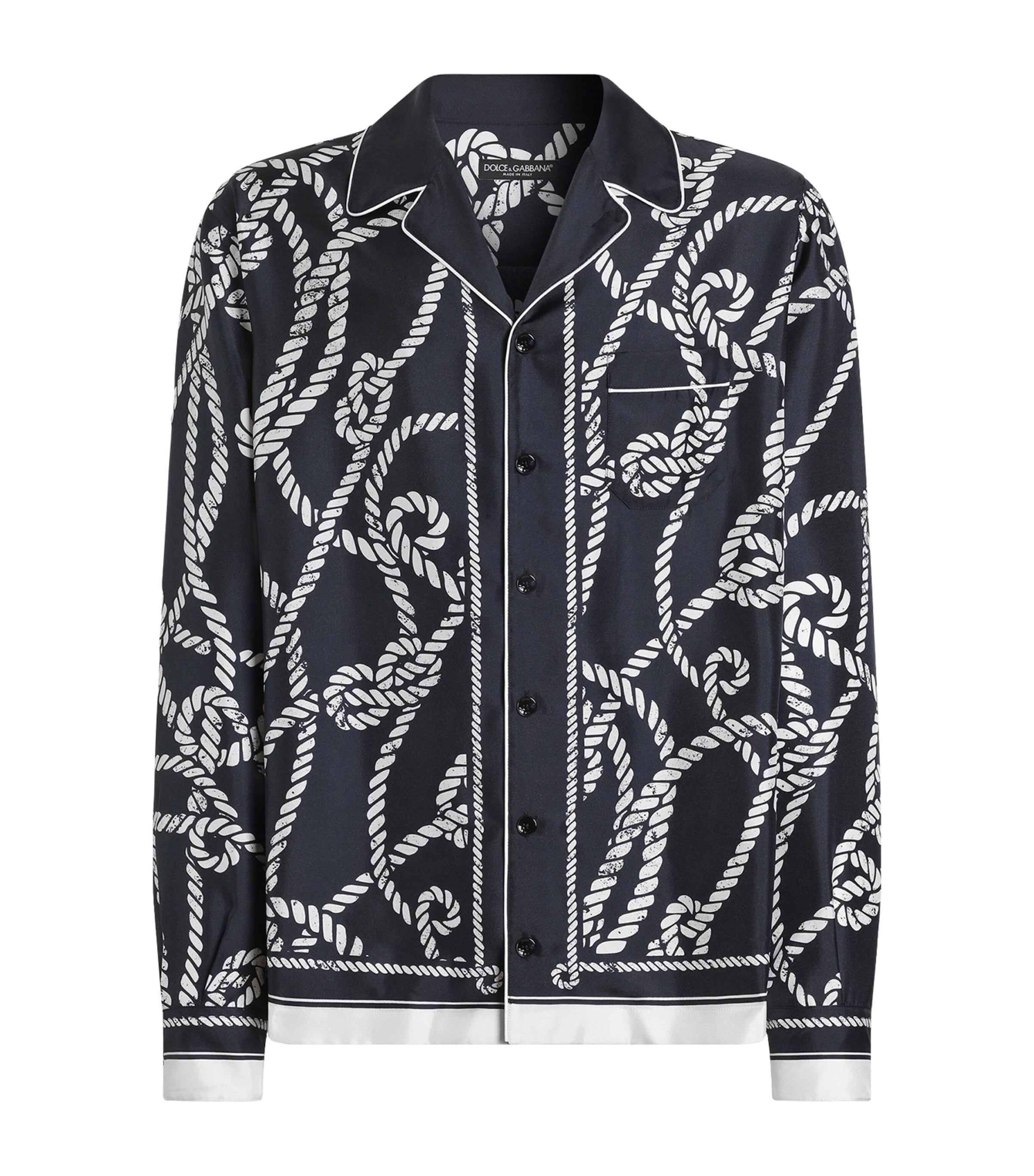Dolce&Gabbana Mens Silk Marina Shirt Corde F.blu Na Image 1