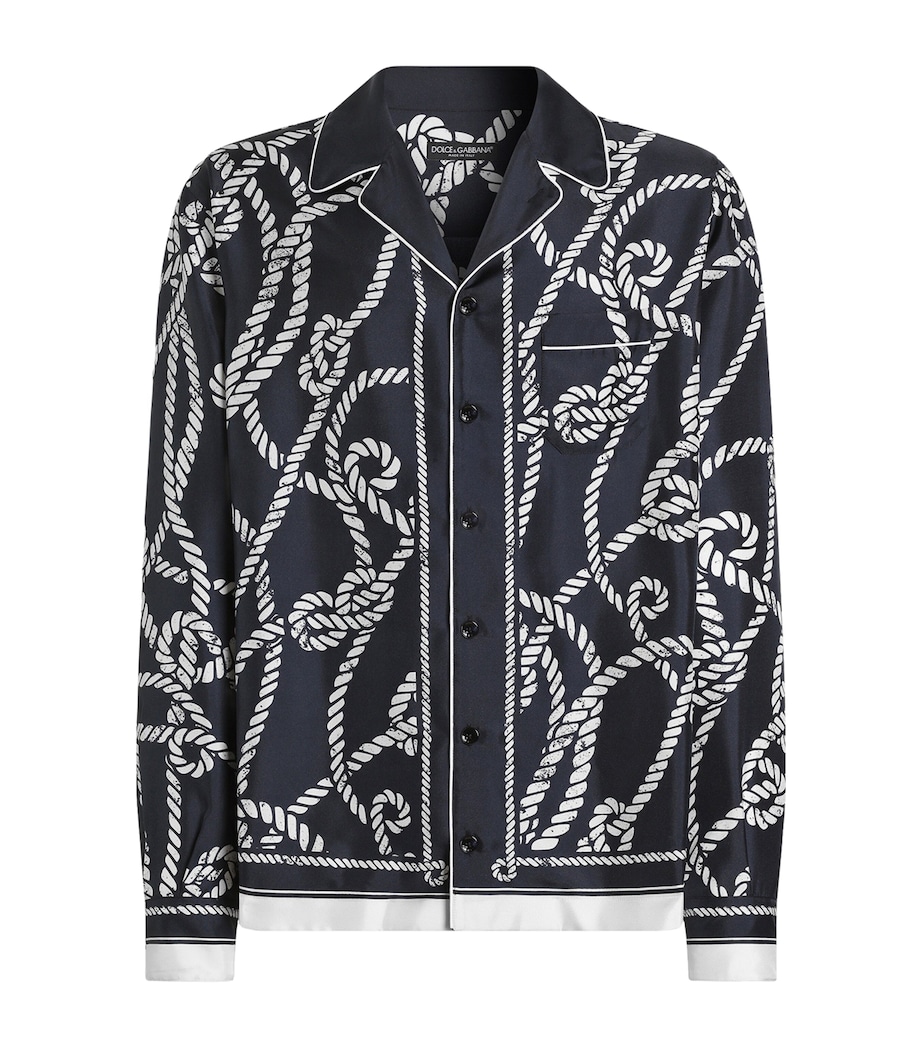 Dolce&Gabbana Mens Silk Marina Shirt Corde F.blu Na Image 1