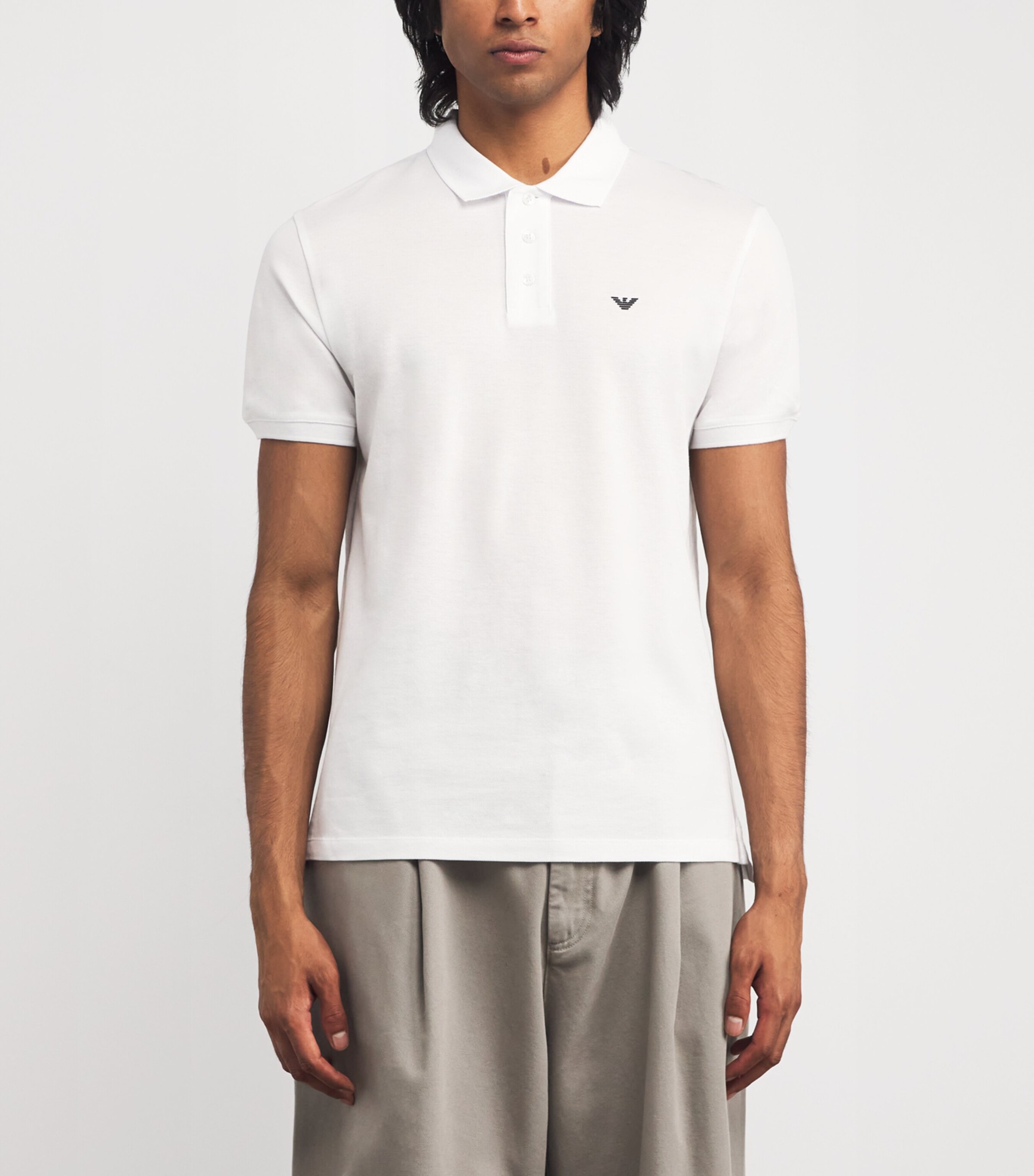 Cotton-Blend Contrast-Logo Polo Shirt 100 Image 3