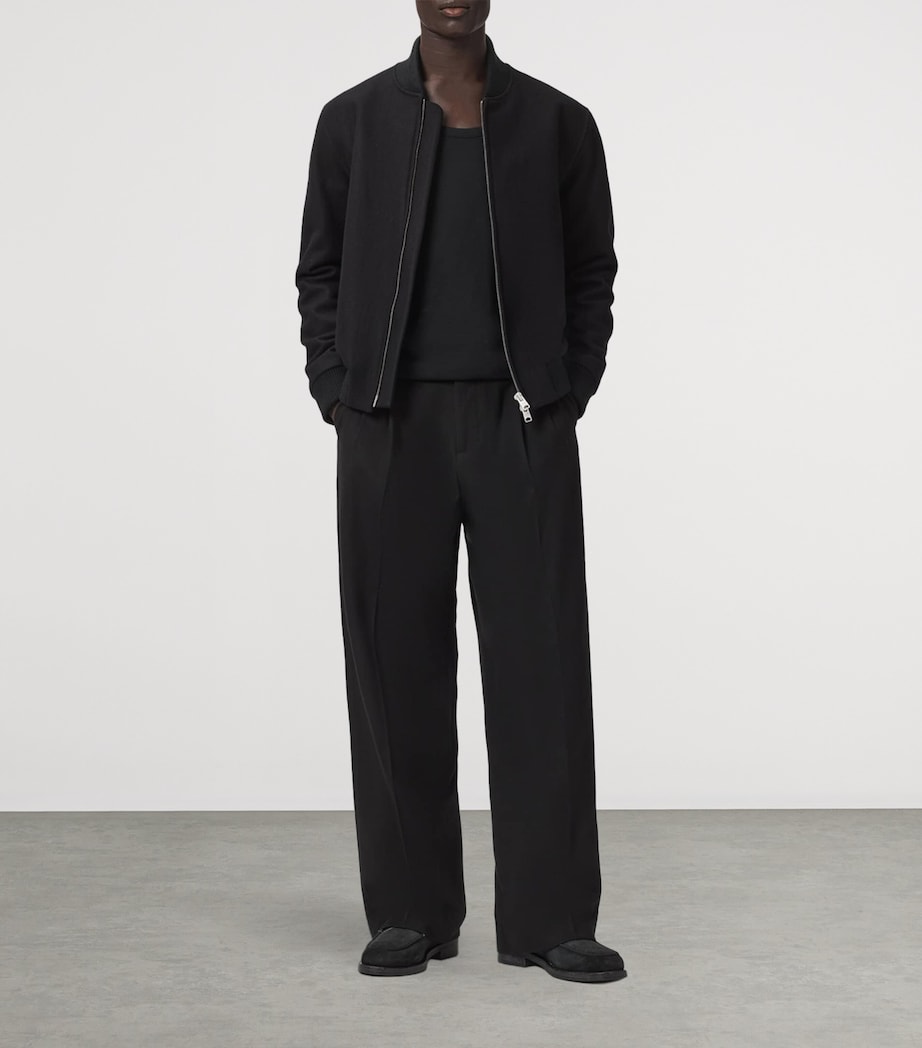 AllSaints Mens Wool-Blend Deceit Bomber Jacket Black Image 2