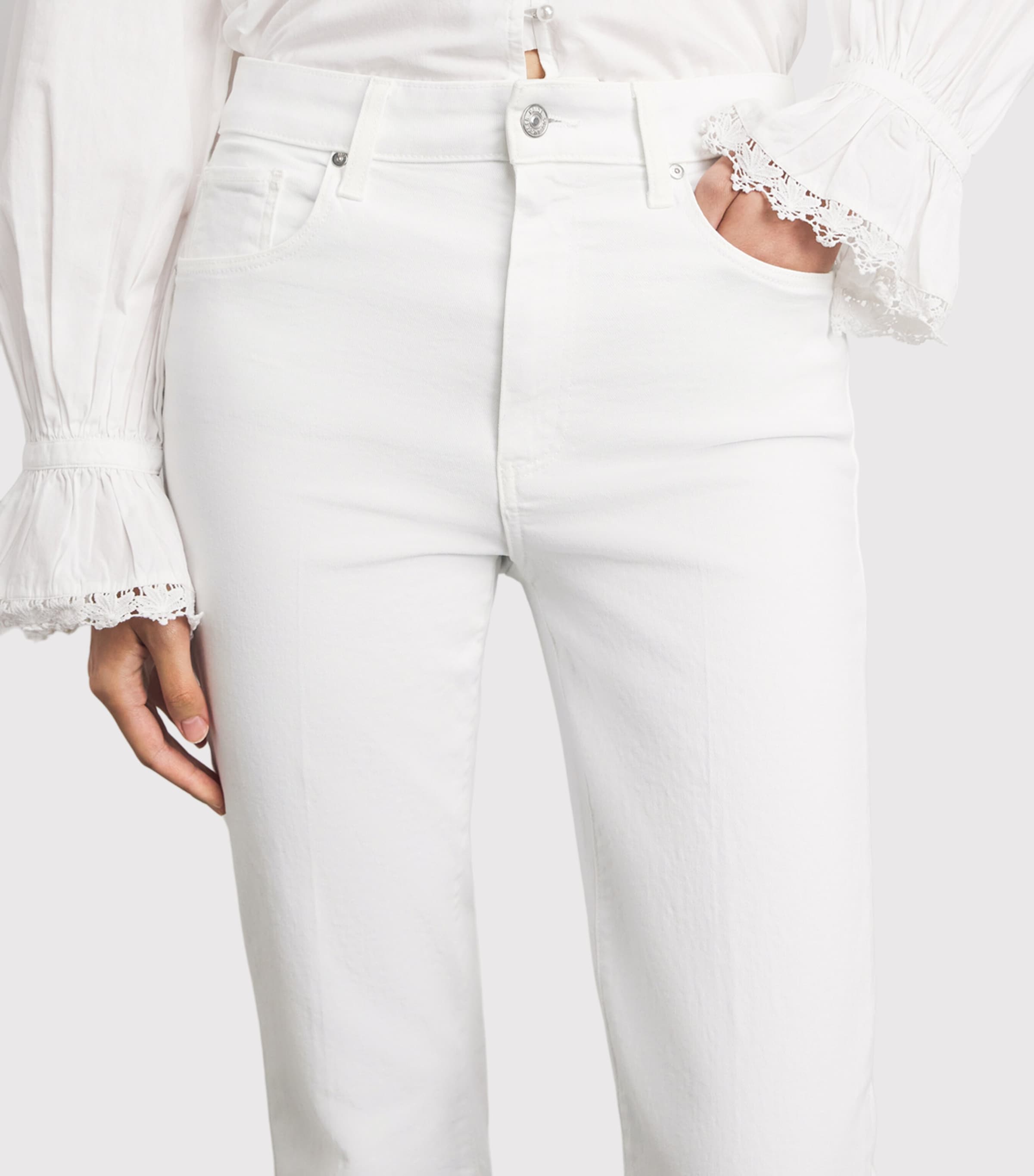 PAIGE Womens Marlow Skimmer High-Rise Flared Jeans Crisp White Image 3