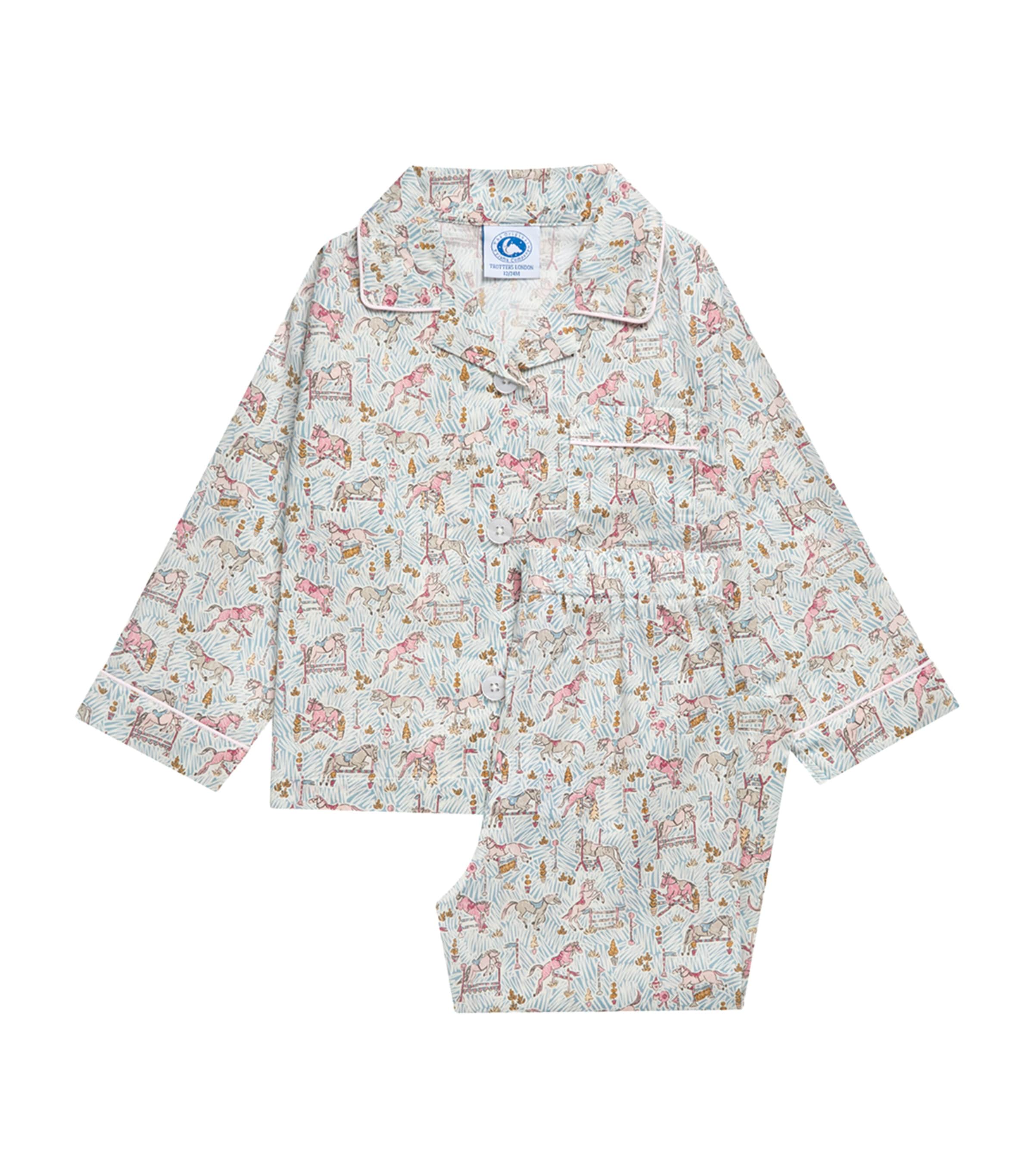 Trotters Kids' Cotton Liberty Print Pony Pyjama Set In Multi