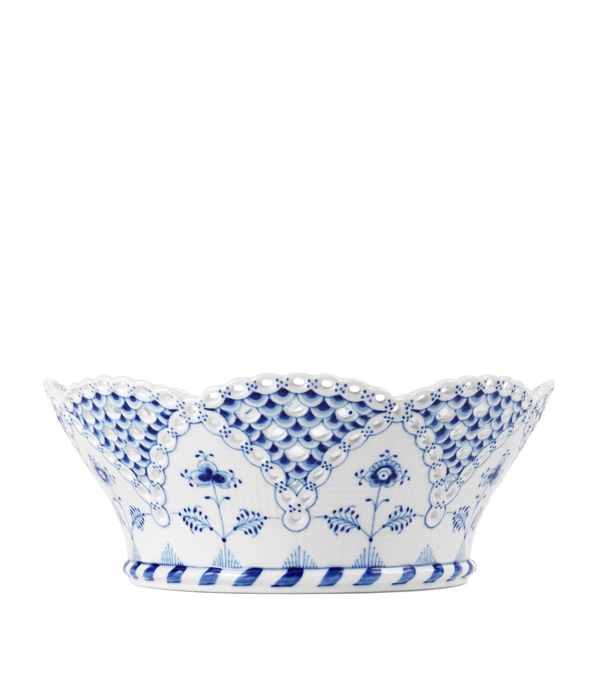 Royal Copenhagen Porcelain Full Lace Fluted Fruit Bowl (23cm) Blue Image 1