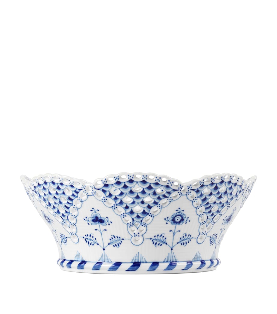 Royal Copenhagen Porcelain Full Lace Fluted Fruit Bowl (23cm) Blue Image 1