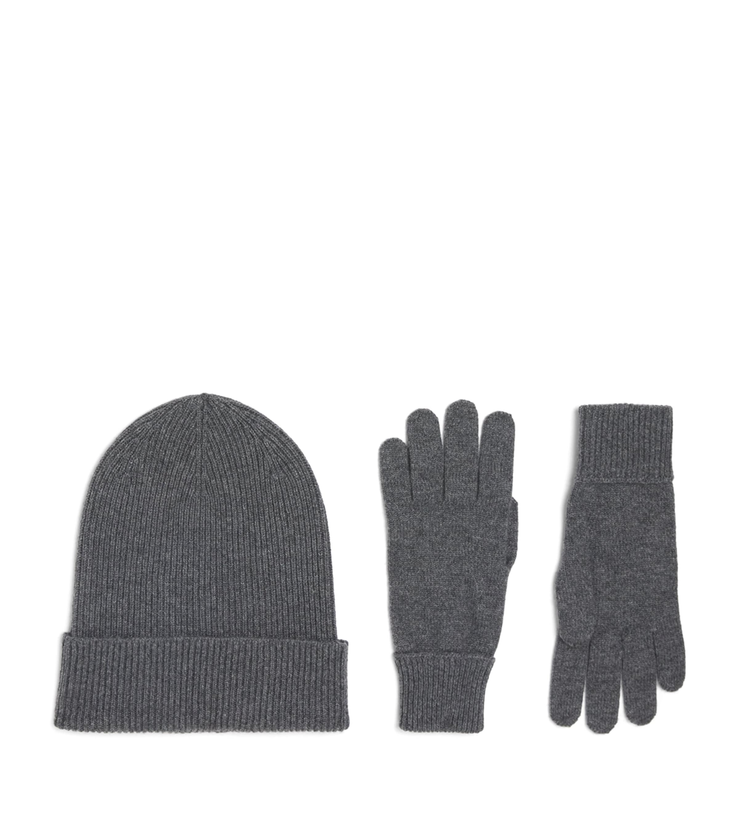 Johnstons Of Elgin Cashmere Hat and Gloves Gift Set Mid Grey Image 1