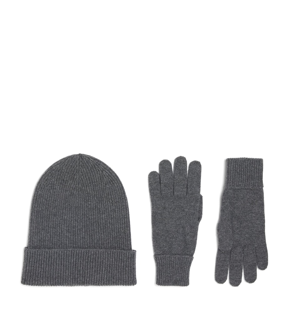 Johnstons Of Elgin Cashmere Hat and Gloves Gift Set Mid Grey Image 1