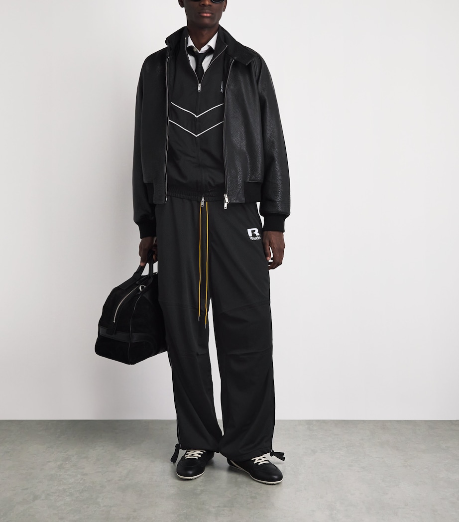 Rhude Mens Logo Piping Track Sweatpants Black/white Image 2